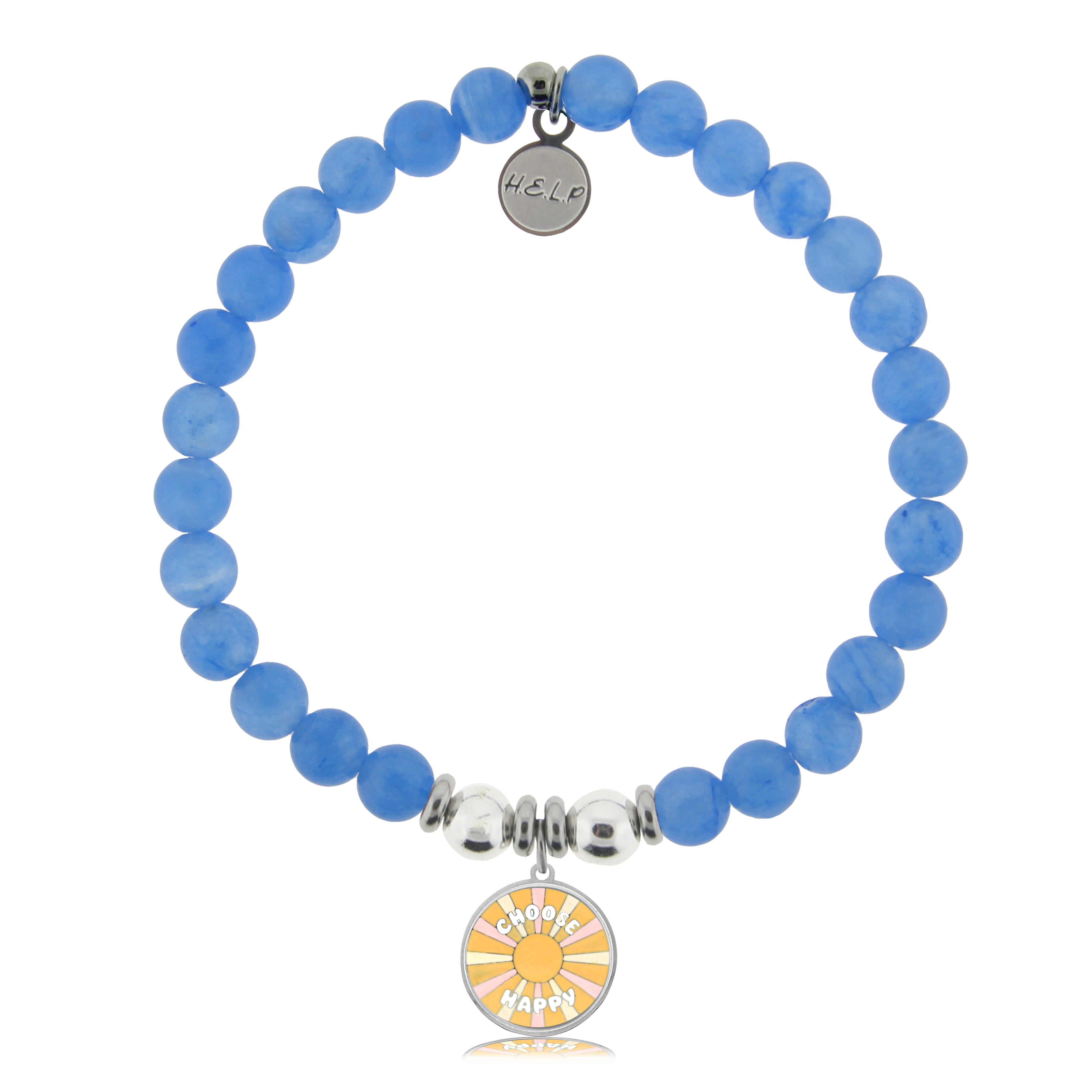 HELP by TJ Choose Happy Charm with Azure Blue Jade Charity Bracelet