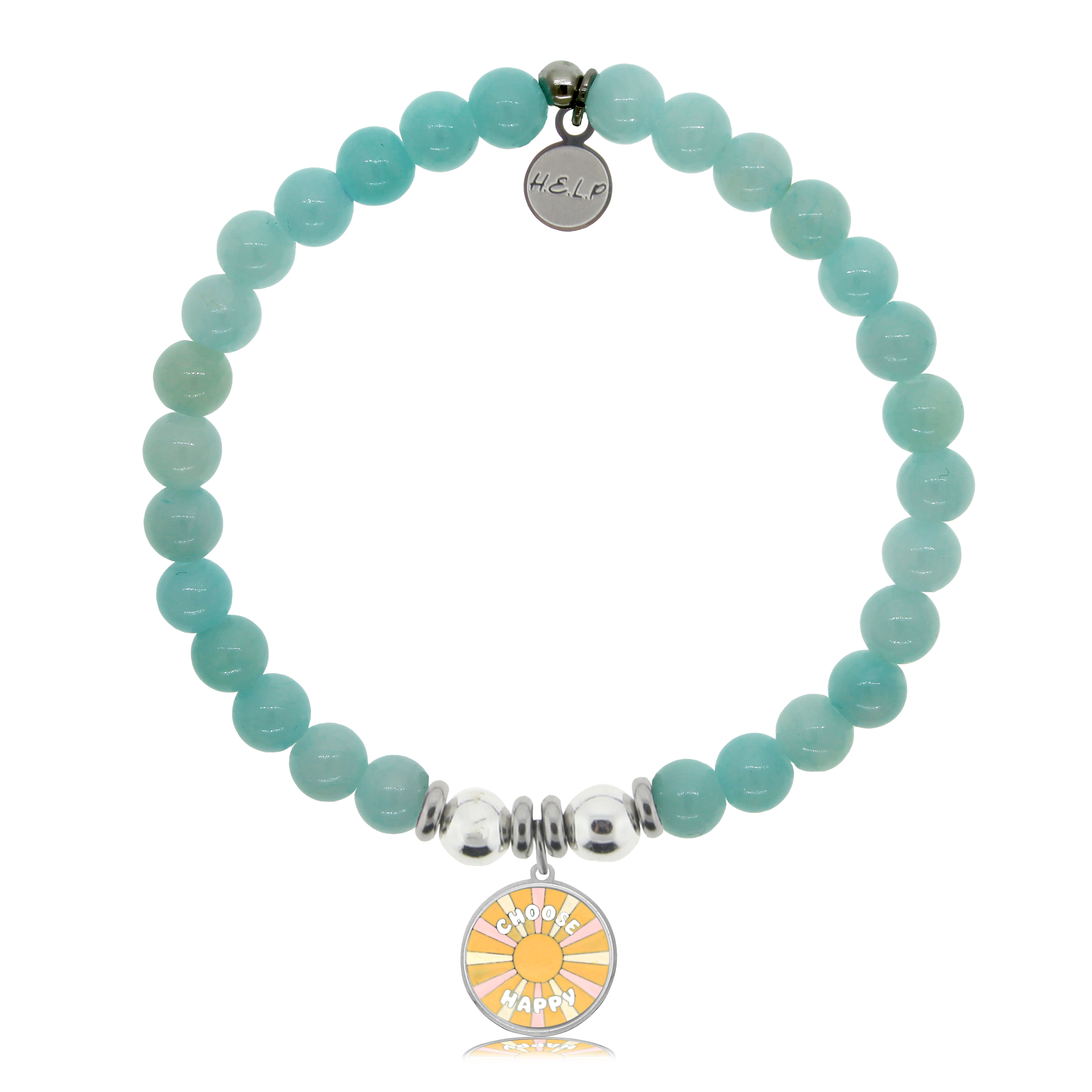 HELP by TJ Choose Happy Charm with Baby Blue Quartz Charity Bracelet