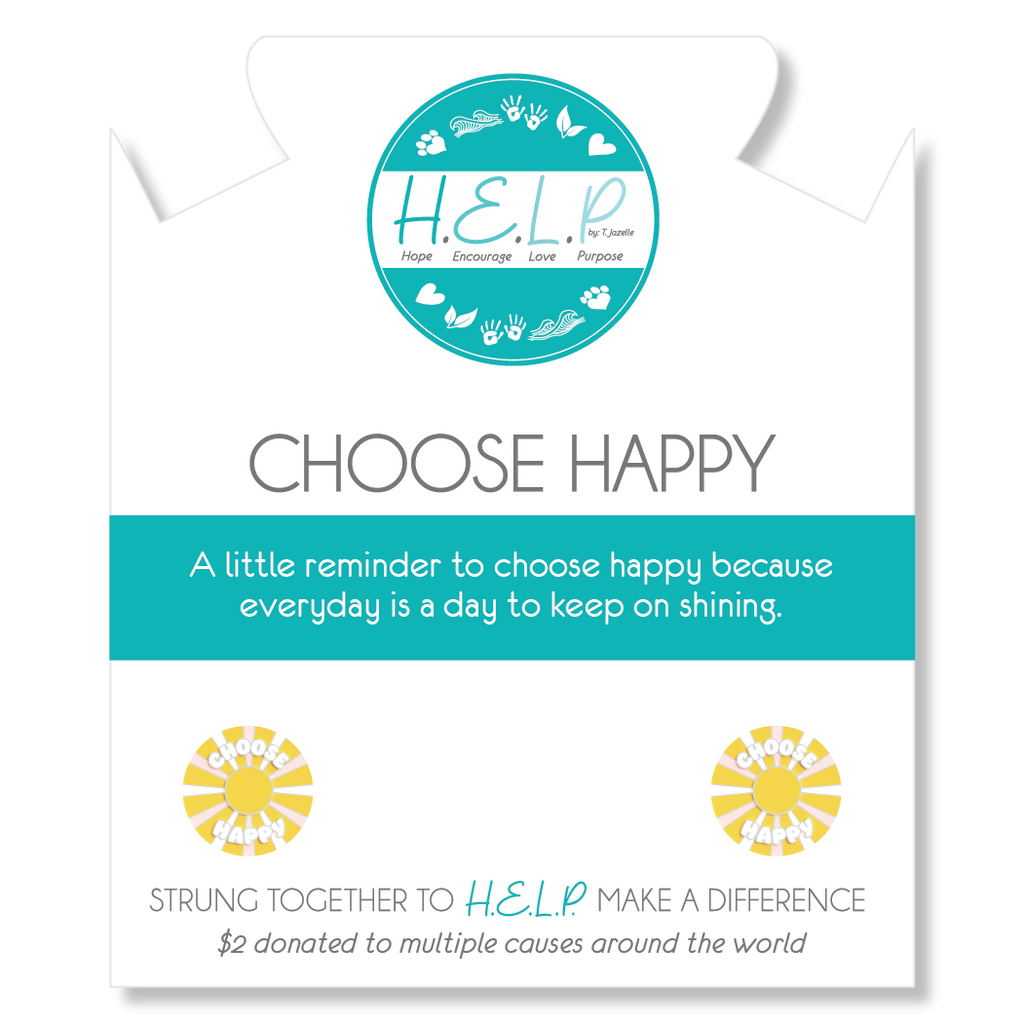 HELP by TJ Choose Happy Charm with Blue Glass Shimmer Charity Bracelet