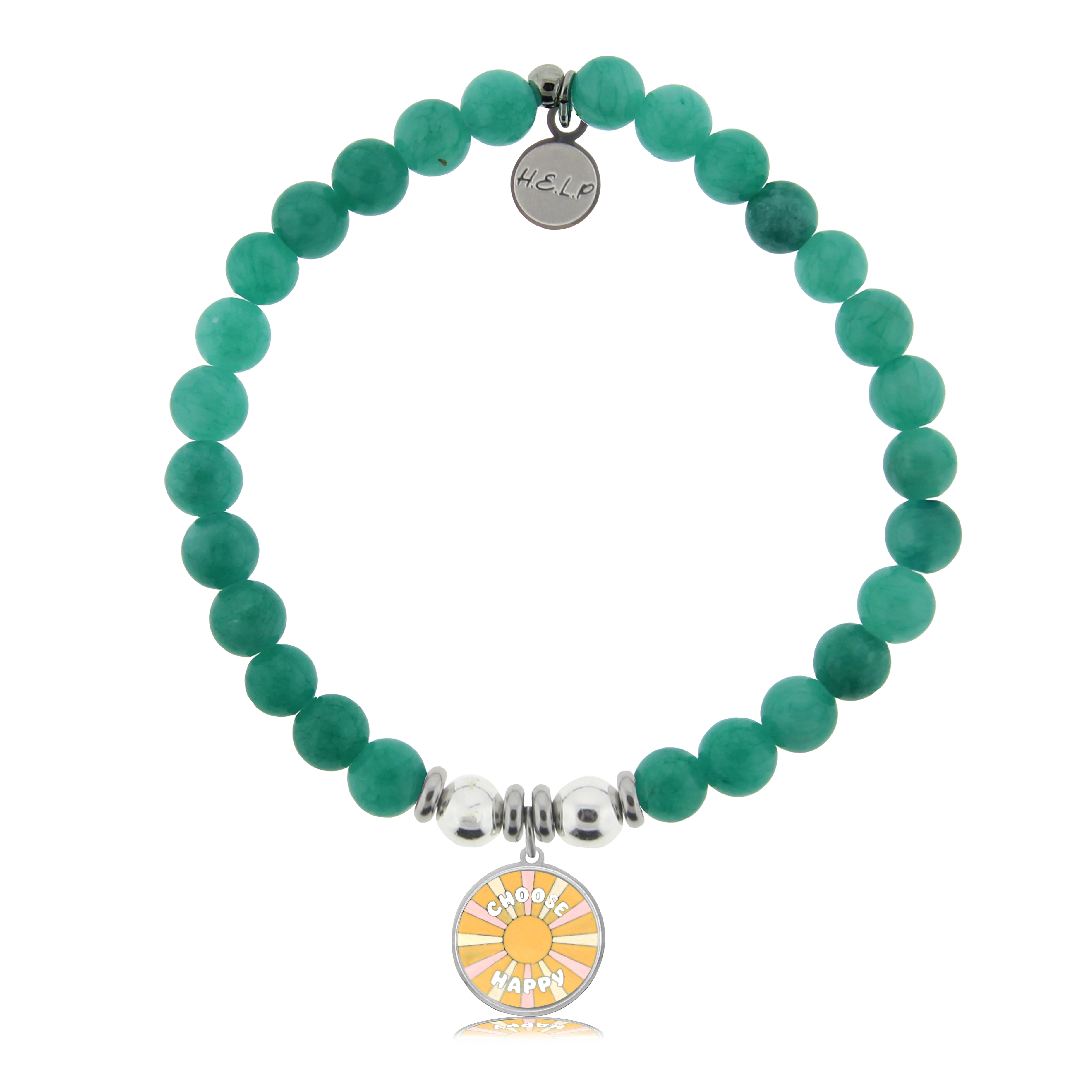 HELP by TJ Choose Happy Charm with Caribbean Jade Charity Bracelet