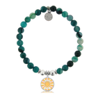 HELP by TJ Choose Happy Charm with Green Stripe Agate Charity Bracelet