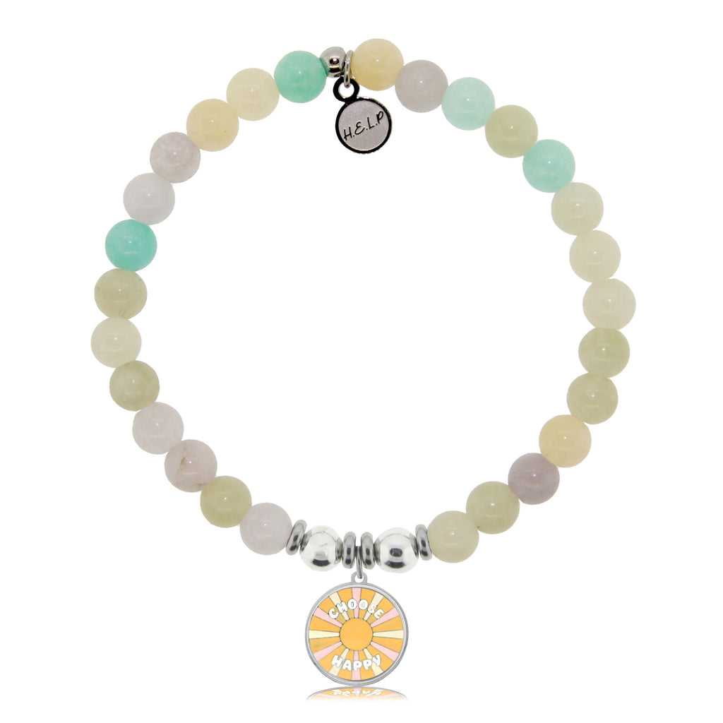 HELP by TJ Choose Happy Charm with Green Yellow Jade Charity Bracelet