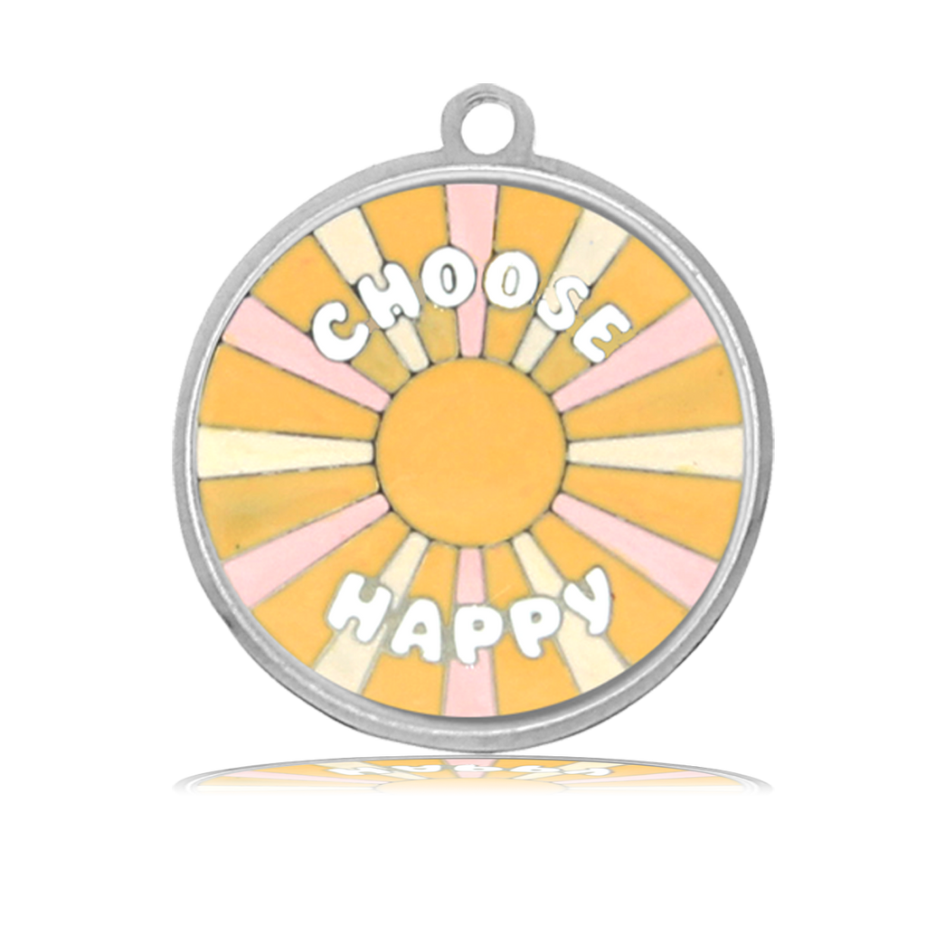 HELP by TJ Choose Happy Charm with Grey Stripe Agate Charity Bracelet