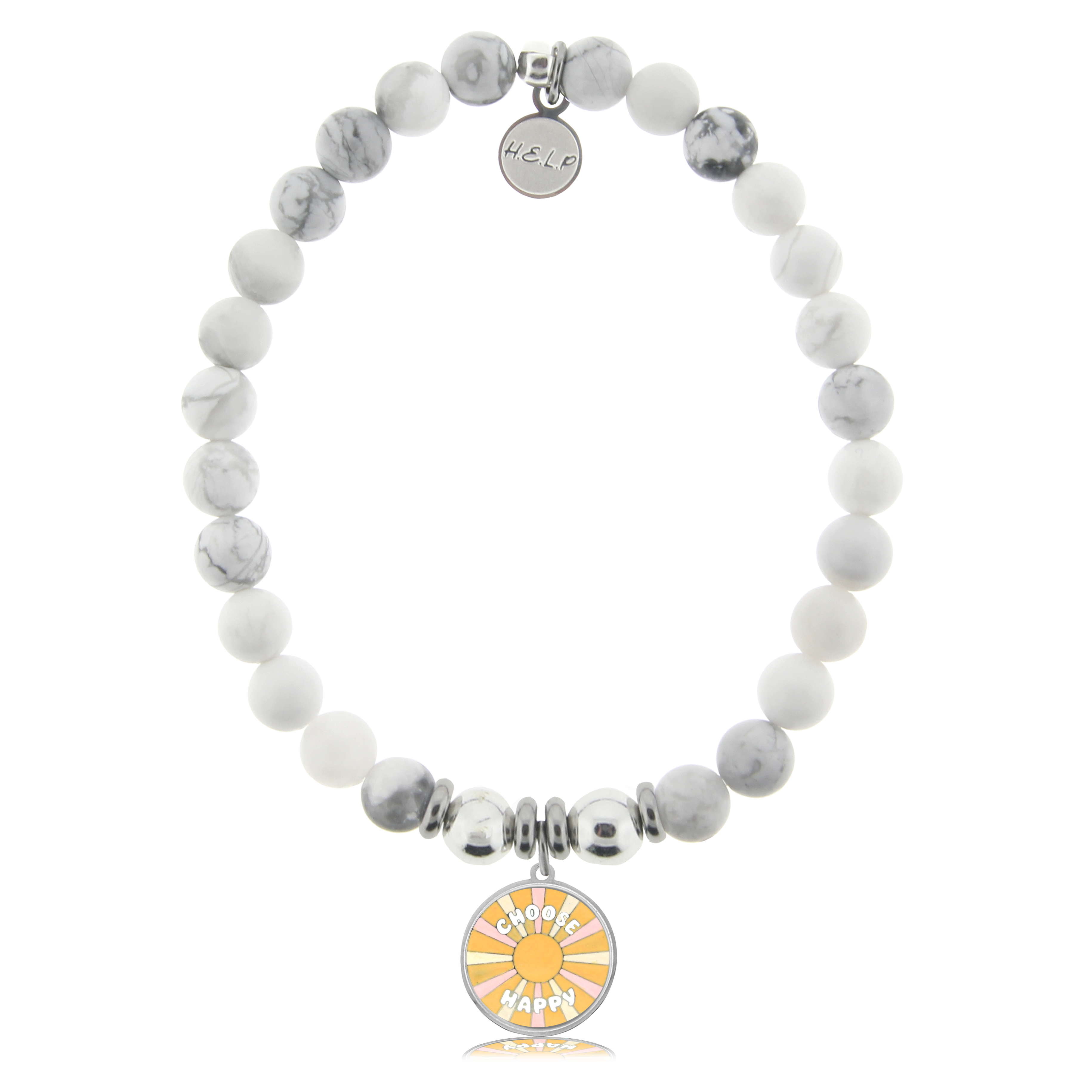 HELP by TJ Choose Happy Charm with Howlite Charity Bracelet