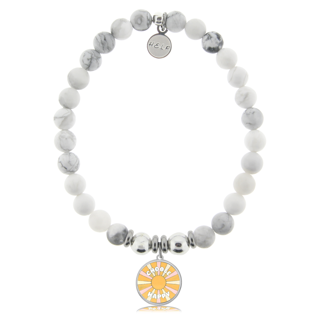 HELP by TJ Choose Happy Charm with Howlite Charity Bracelet