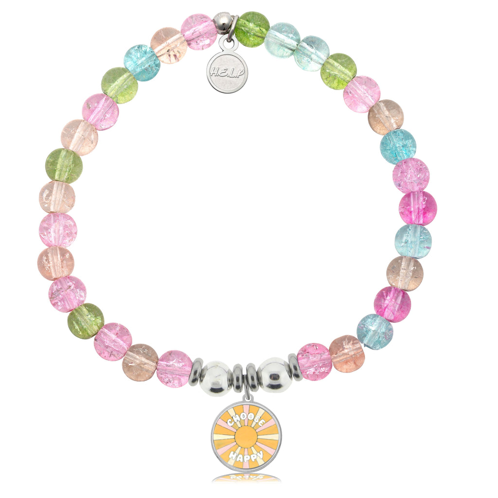 HELP by TJ Choose Happy Charm with Kaleidoscope Crystal Charity Bracelet