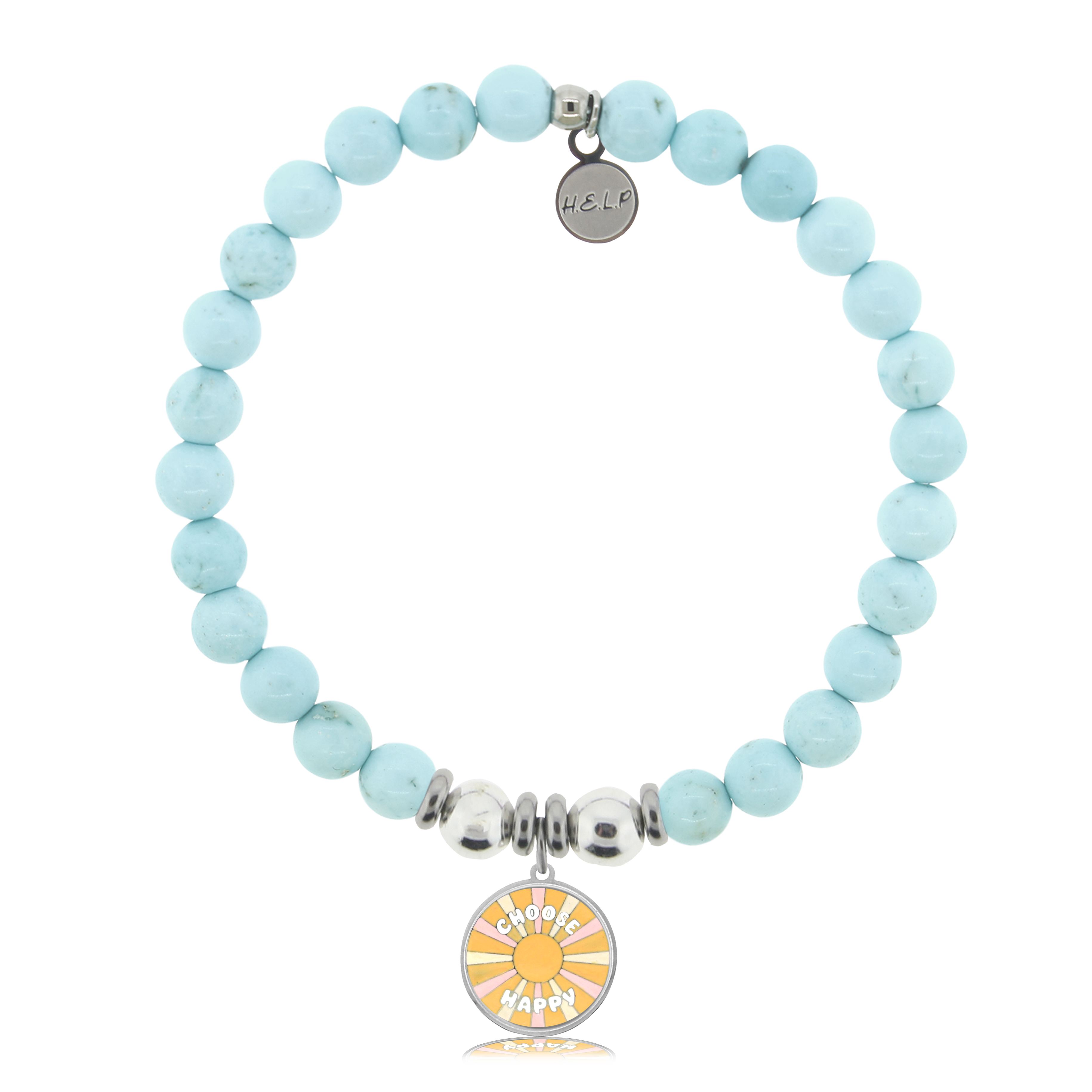 HELP by TJ Choose Happy Charm with Larimar Magnesite Charity Bracelet