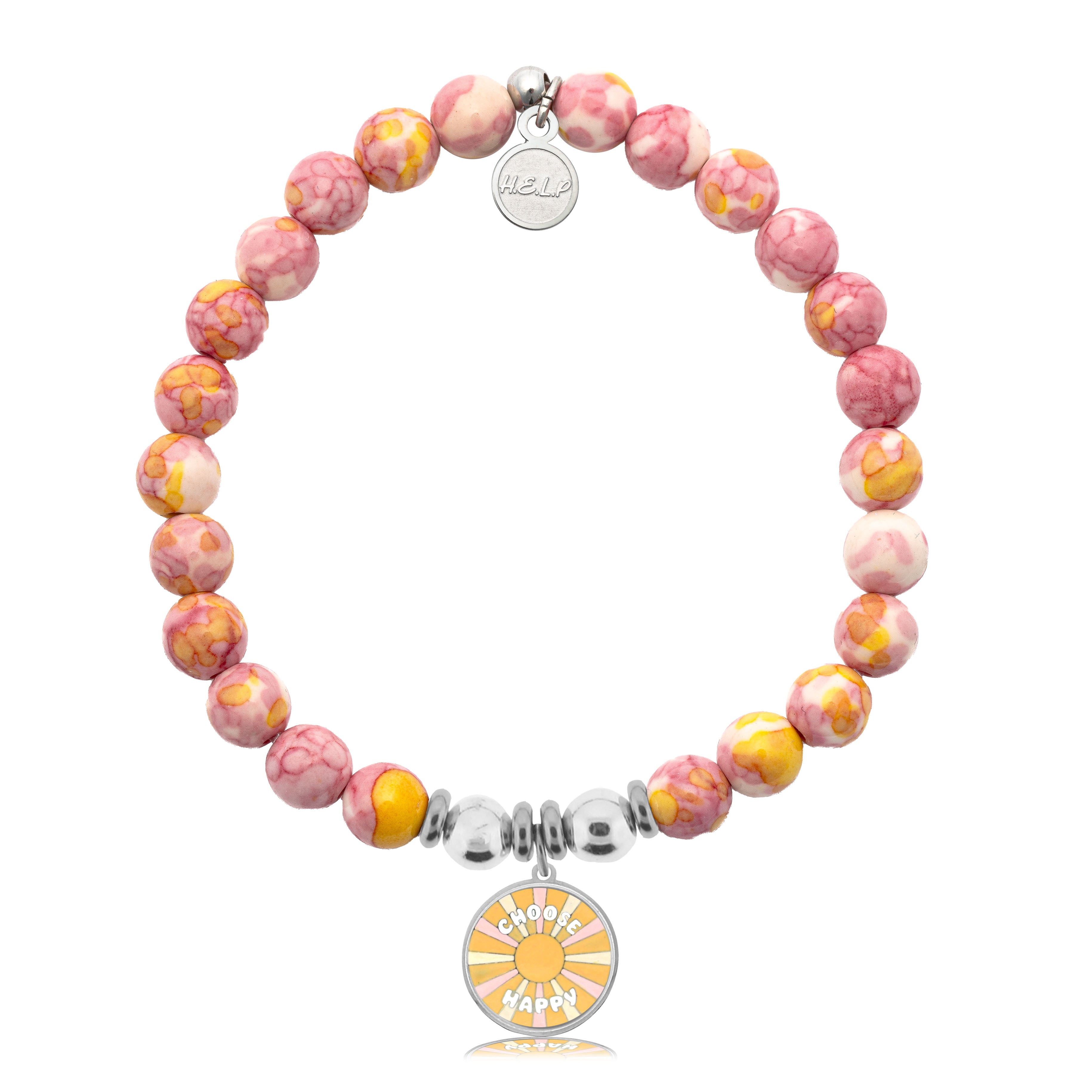 HELP by TJ Choose Happy Charm with Lemonade Jade Charity Bracelet