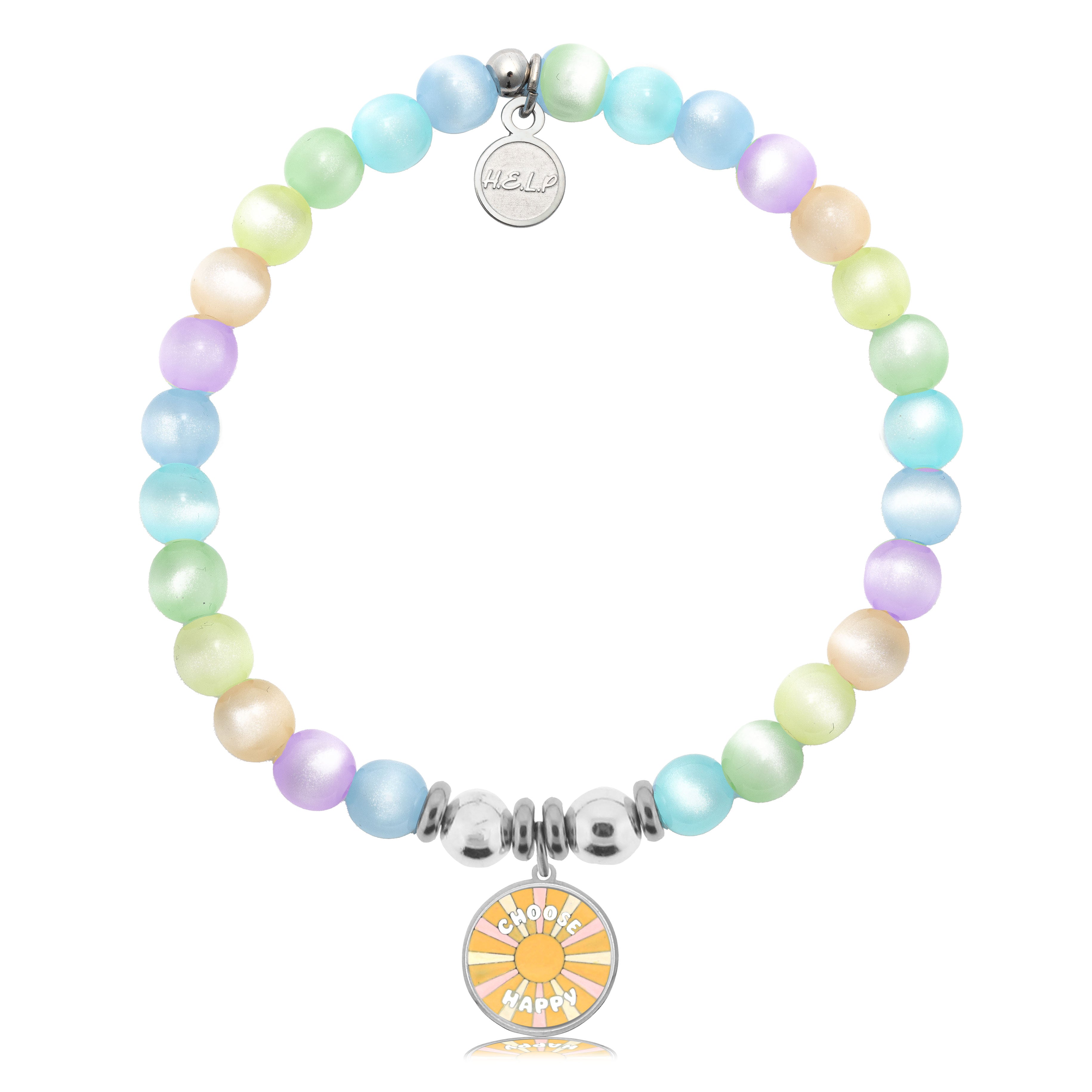 HELP by TJ Choose Happy Charm with Multi Selenite Charity Bracelet