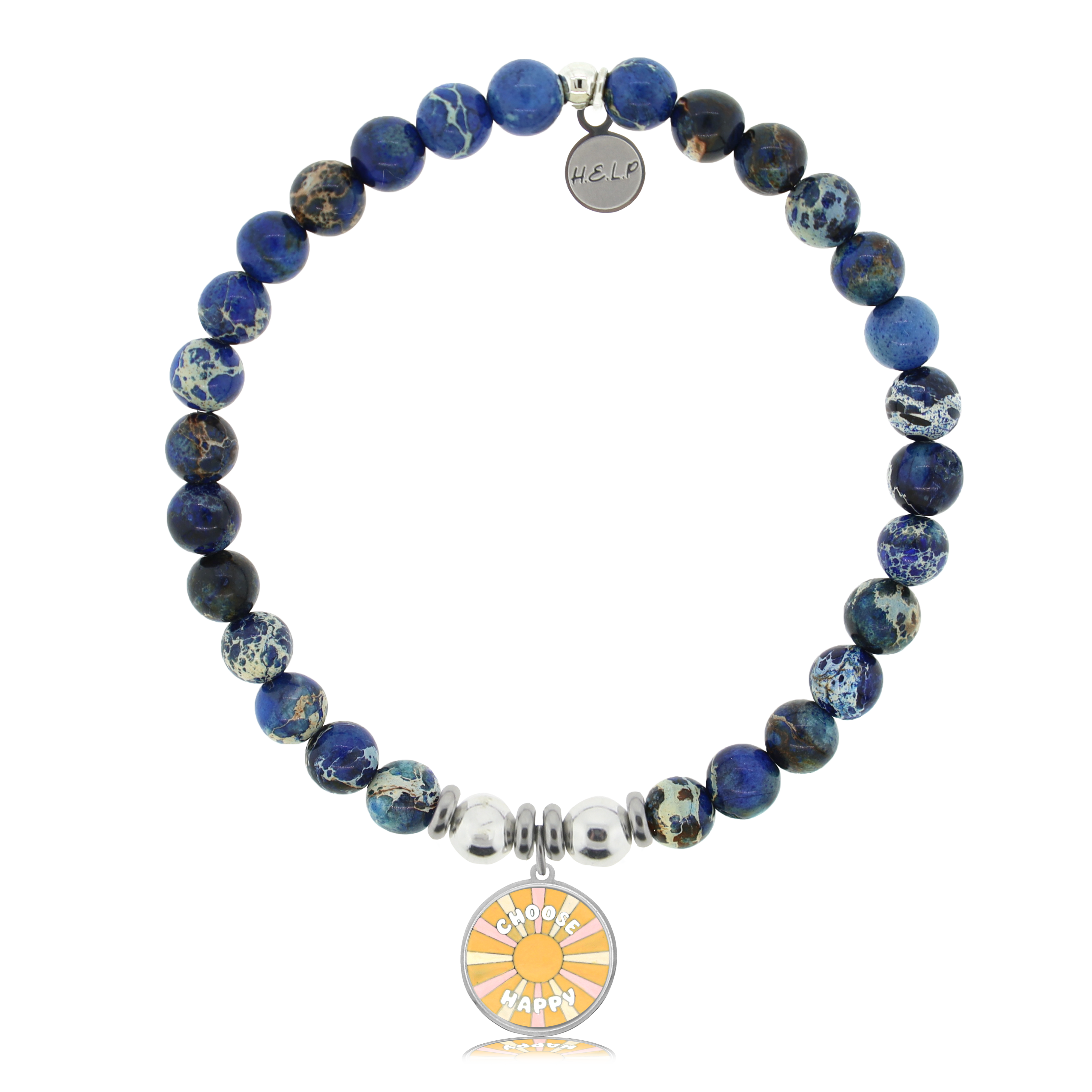 HELP by TJ Choose Happy Charm with Royal Blue Jasper Charity Bracelet