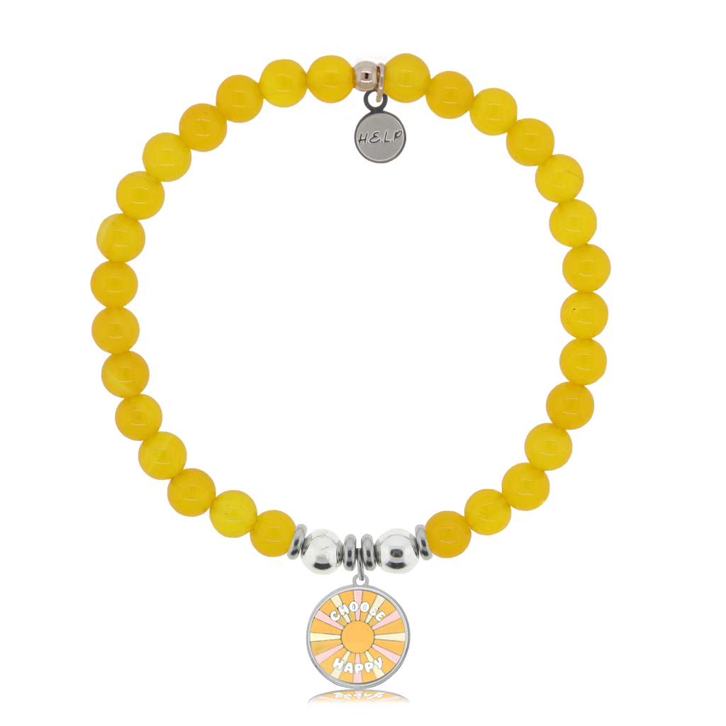 HELP by TJ Choose Happy Charm with Yellow Agate Charity Bracelet