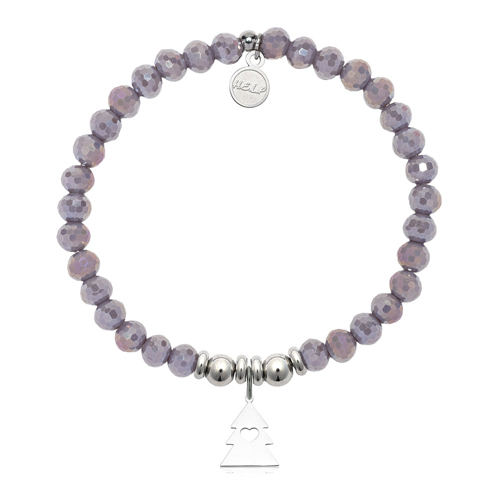 HELP by TJ Christmas Tree Charm with Purple Crystal Charity Bracelet