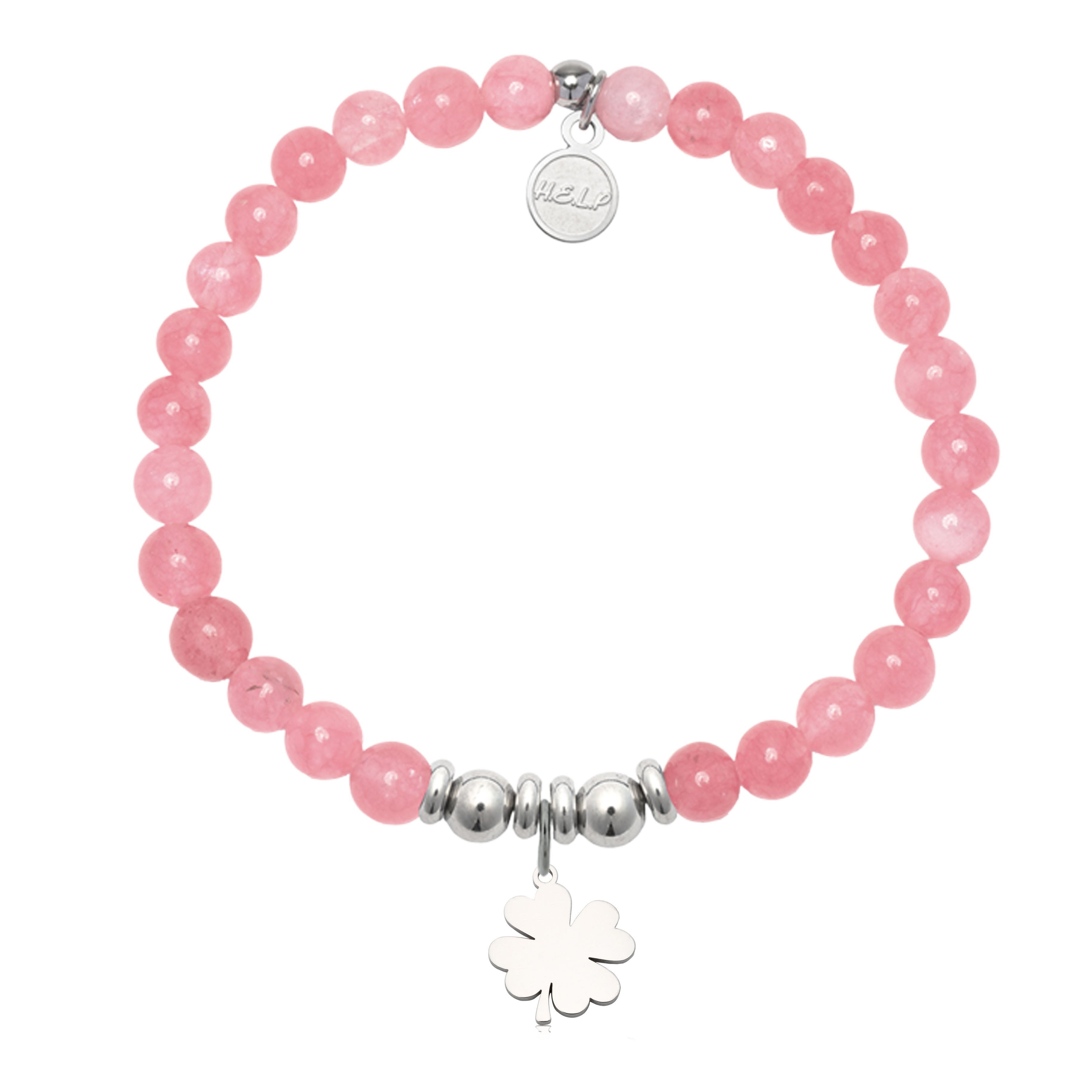 HELP by TJ Clover Charm with Cherry Jade Charity Bracelet