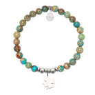 HELP by TJ Clover Charm with Turquoise Jasper Charity Bracelet