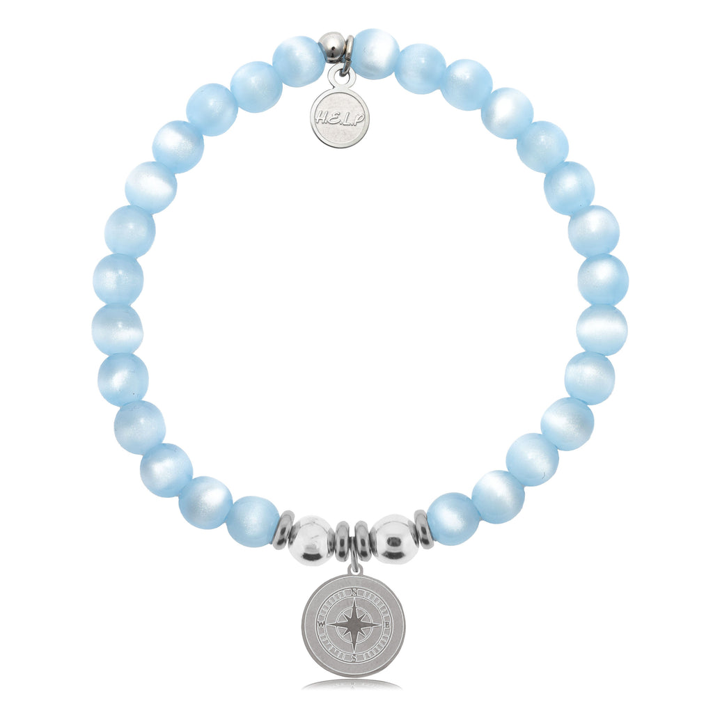 HELP by TJ Compass Charm with Blue Selenite Charity Bracelet