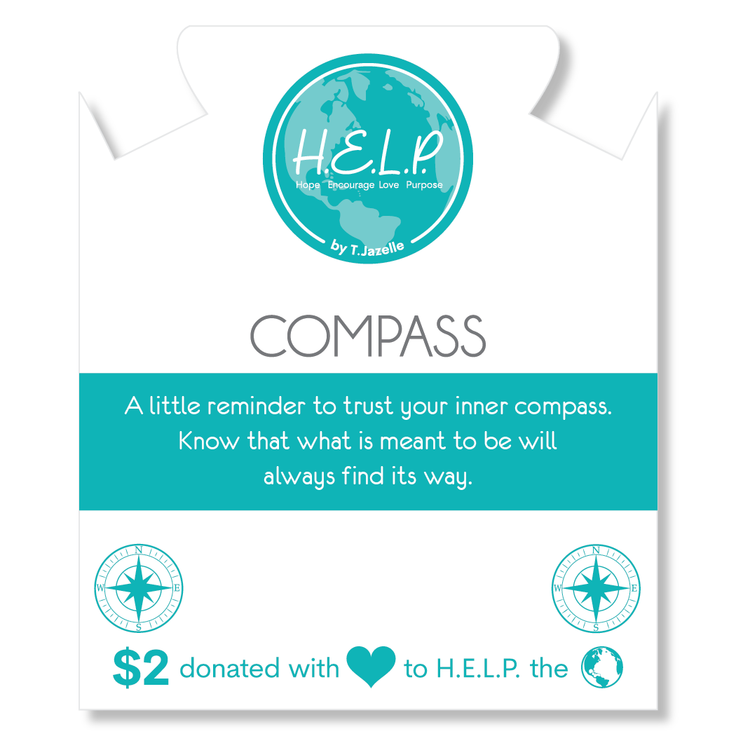 HELP by TJ Compass Charm with Pink Crystal Charity Bracelet