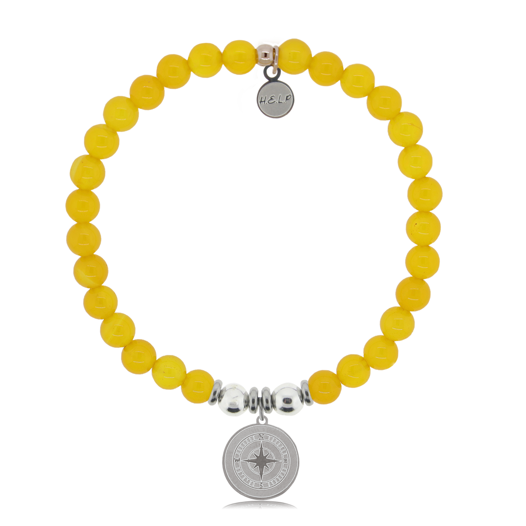 HELP by TJ Compass Charm with Yellow Agate Charity Bracelet