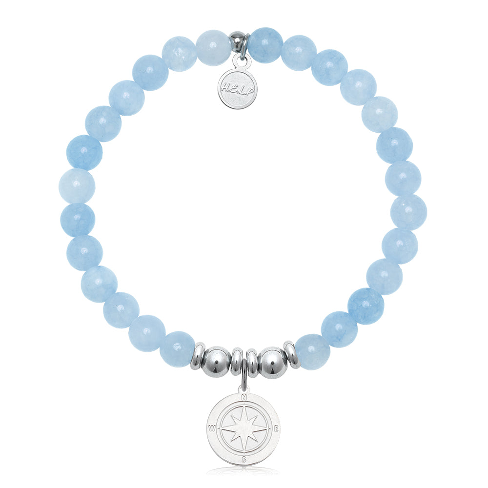 HELP by TJ Compass Rose Charm with Light Blue Quartz Charity Bracelet