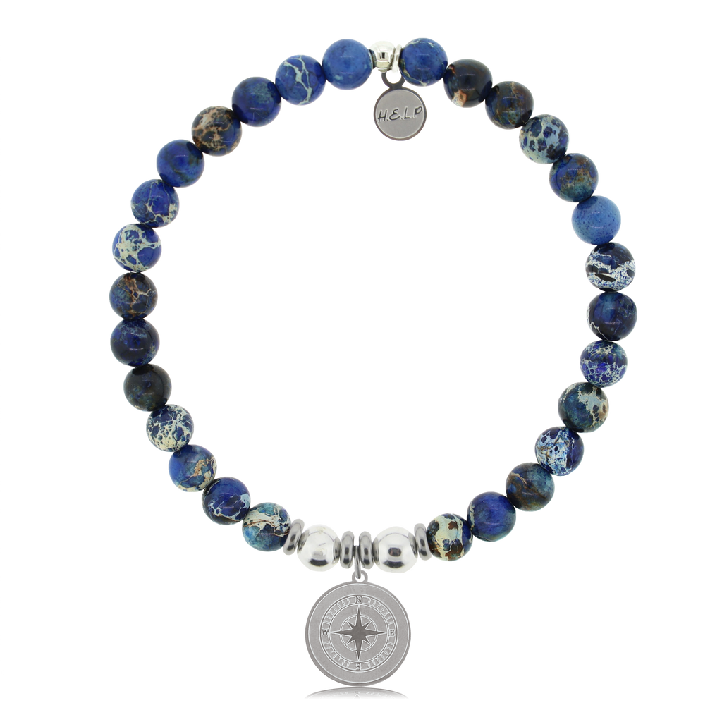 HELP by TJ Compass with Royal Blue Jasper Charity Bracelet