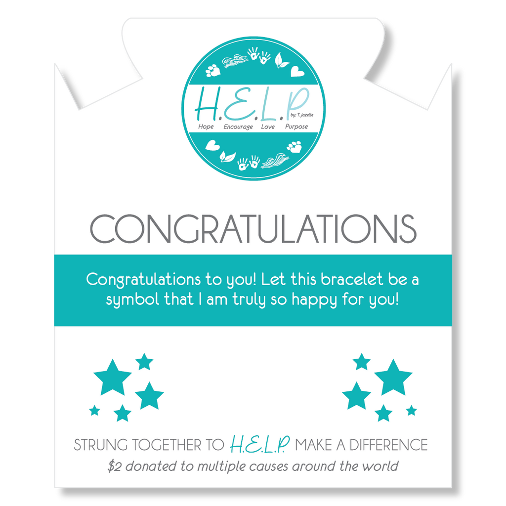 HELP by TJ Congratulations Charm with Blue Glass Shimmer Charity Bracelet