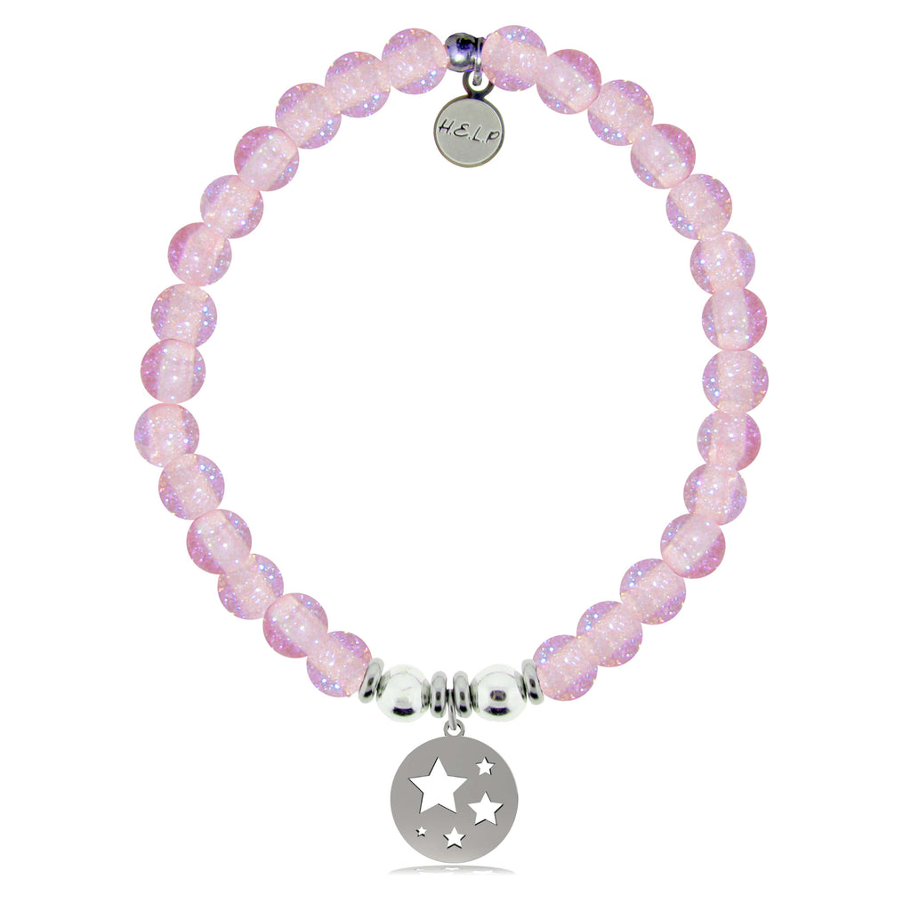 HELP by TJ Congratulations Charm with Pink Glass Shimmer Charity Bracelet