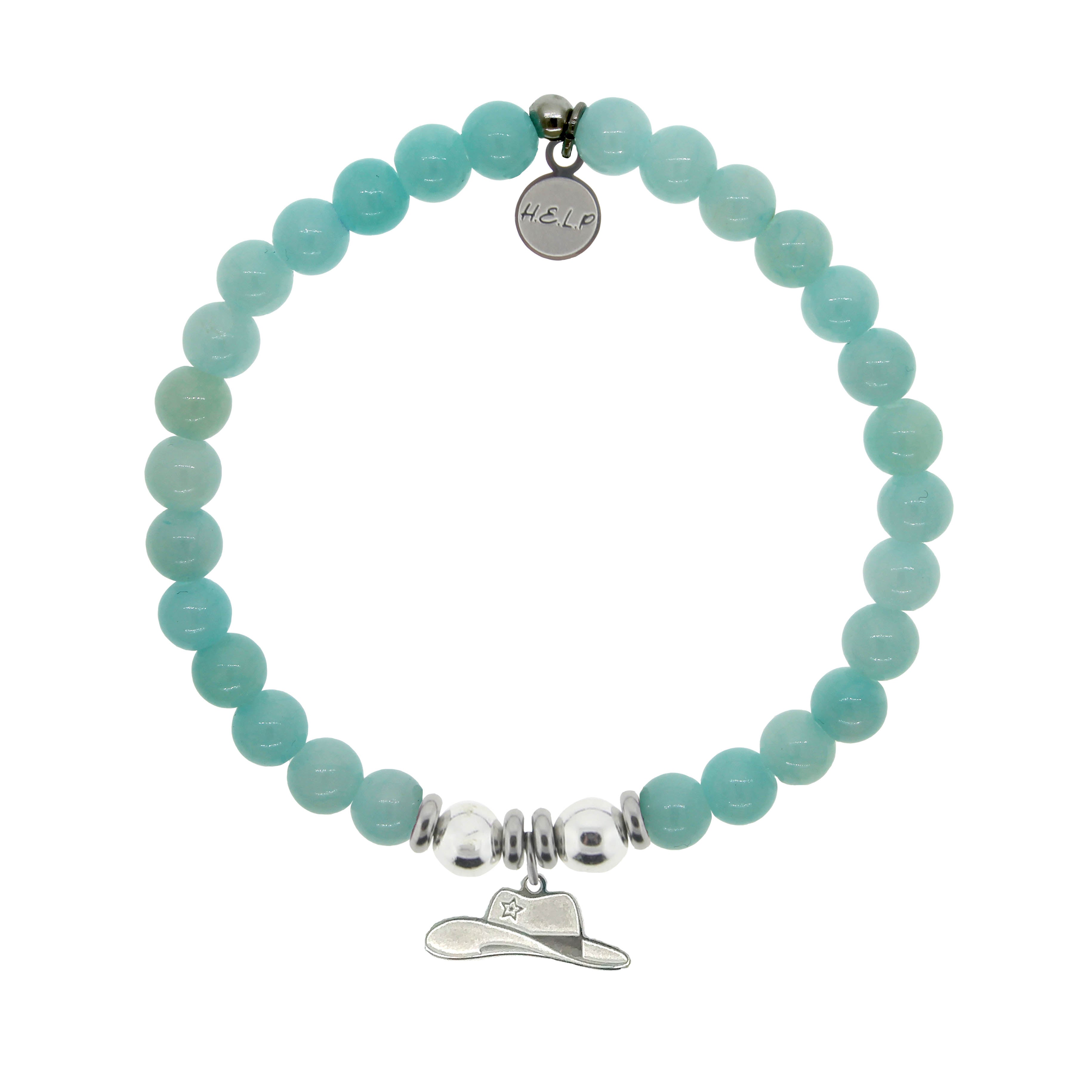 HELP by TJ Cowboy Hat Charm with Baby Blue Quartz Charity Bracelet