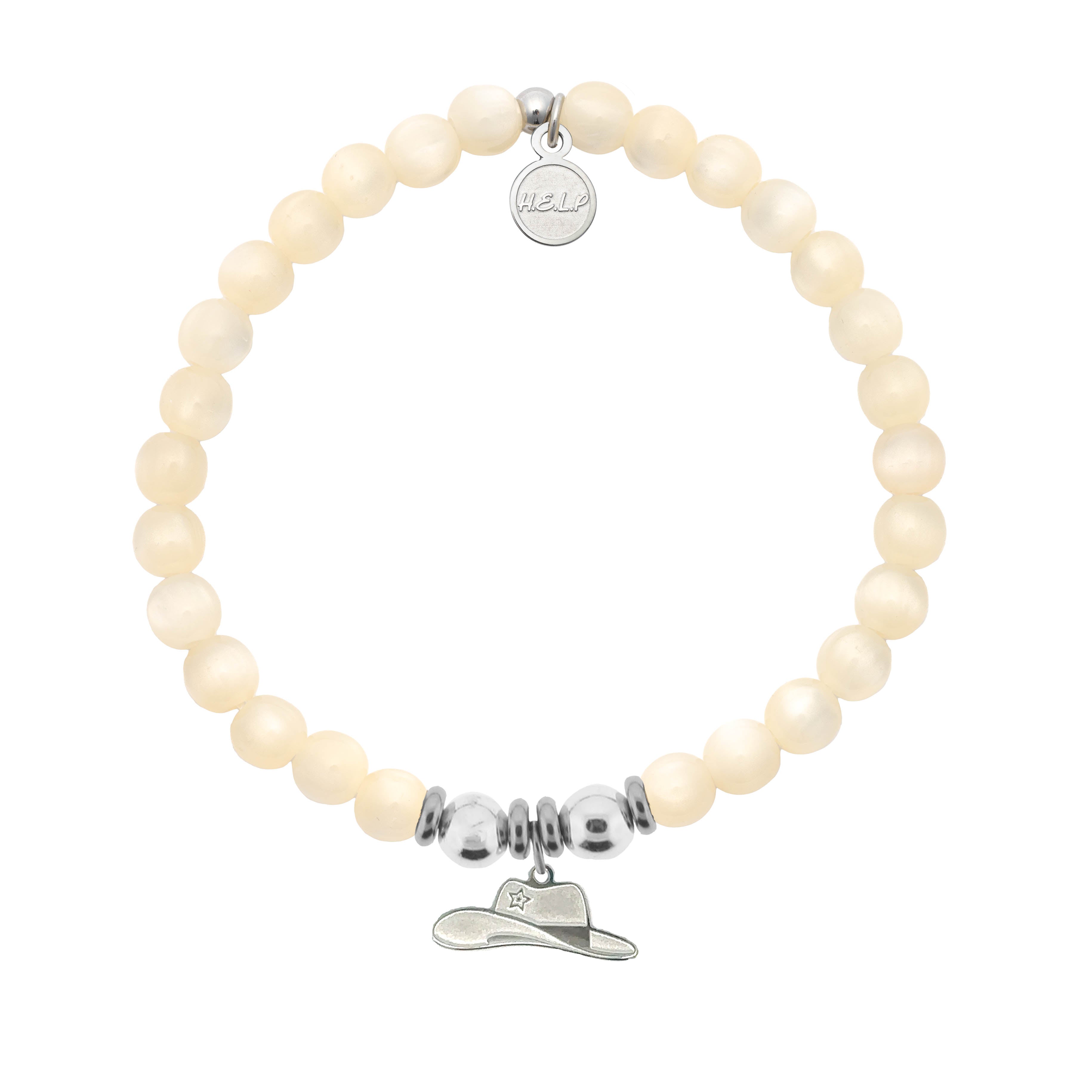 HELP by TJ Cowboy Hat Charm with Natural Selenite Charity Bracelet