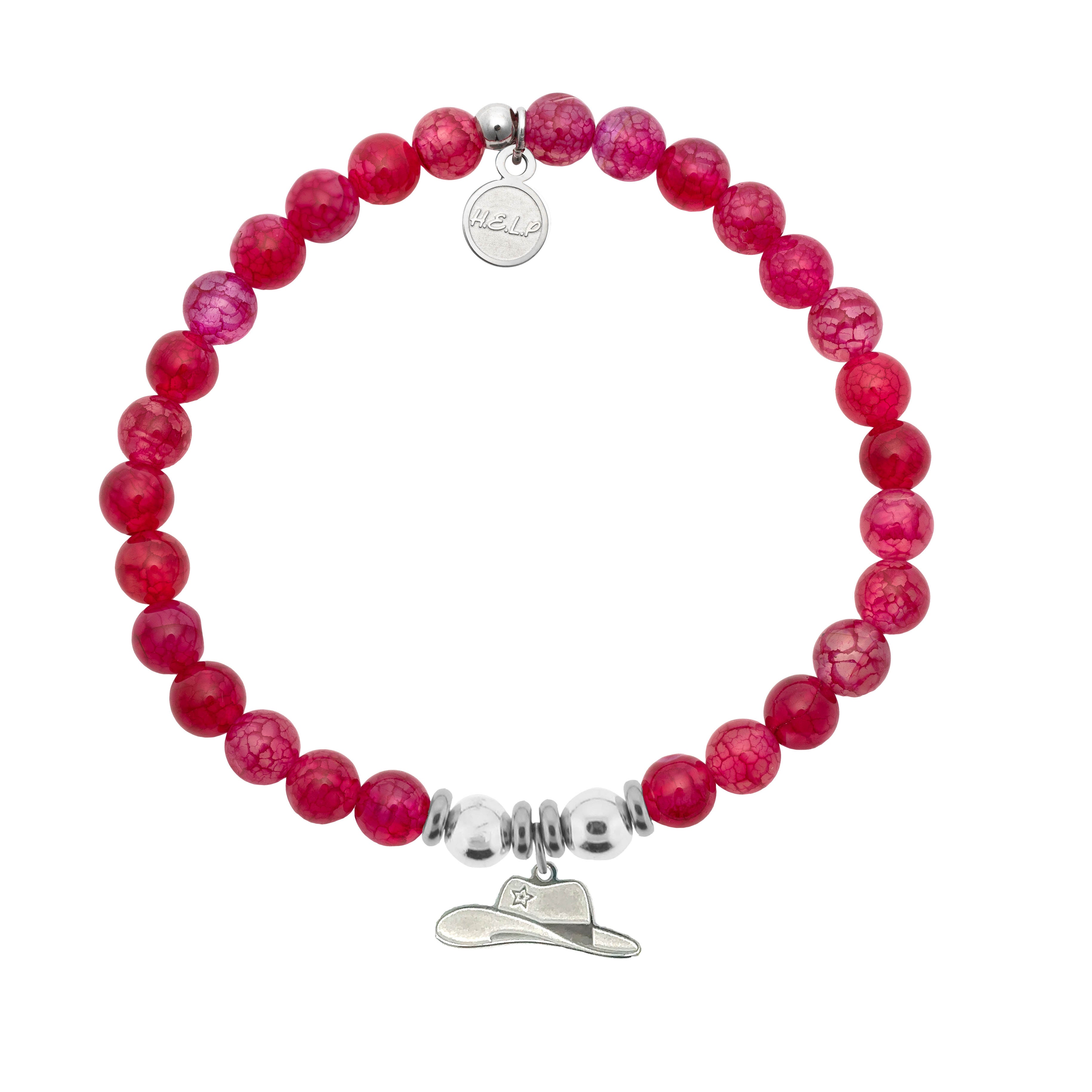 HELP by TJ Cowboy Hat Charm with Red Fire Agate Charity Bracelet