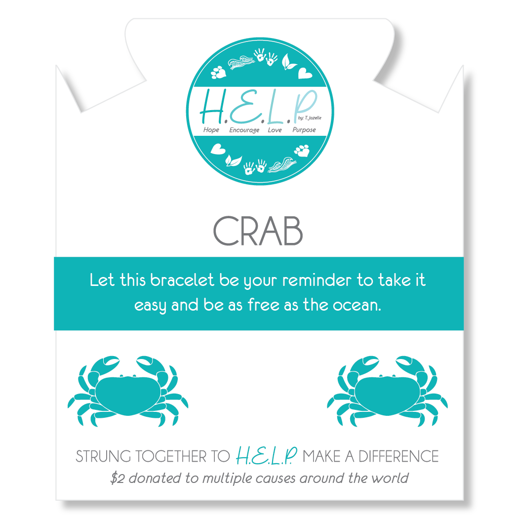 HELP by TJ Crab Charm with Aqua Cats Eye Charity Bracelet