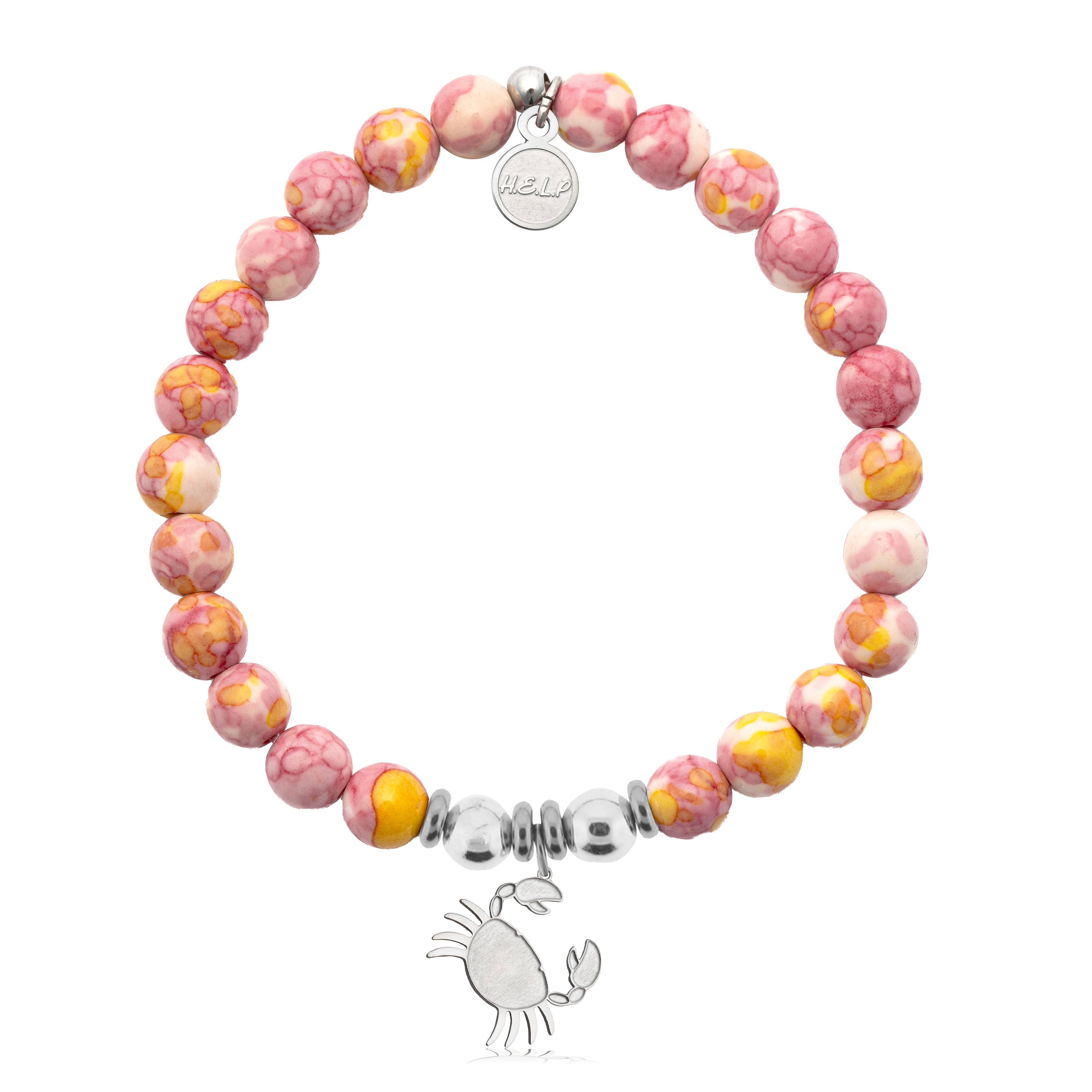 HELP by TJ Crab Charm with Lemonade Jade Charity Bracelet