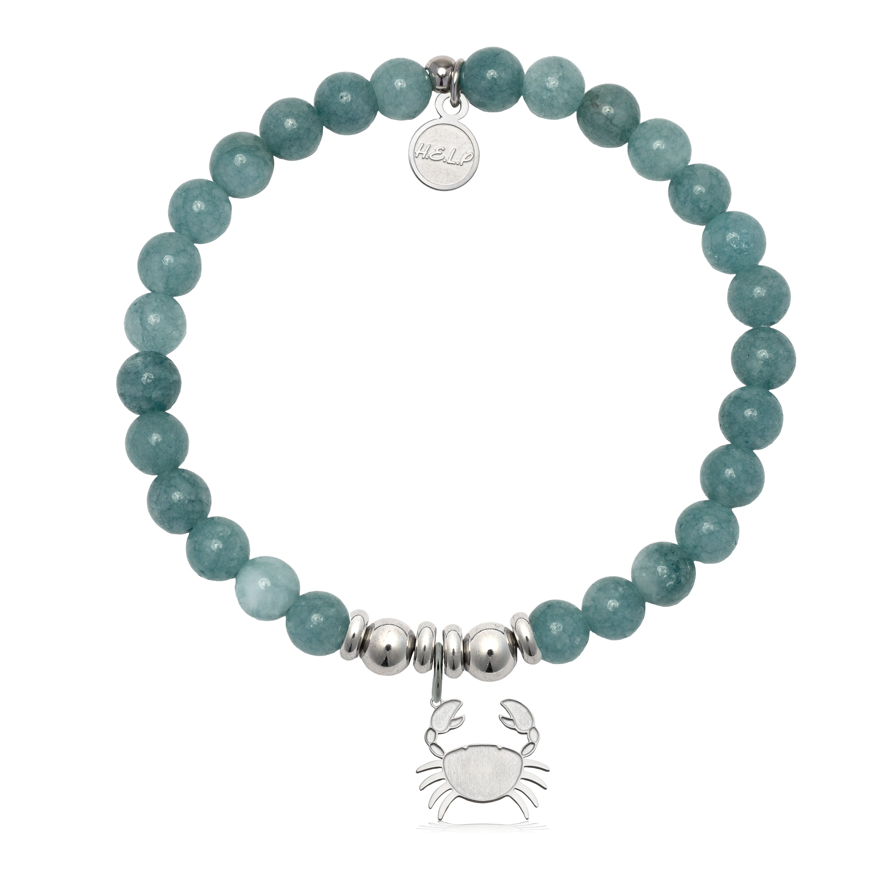 HELP by TJ Crab Charm with Mountain Blue Jade Charity Bracelet