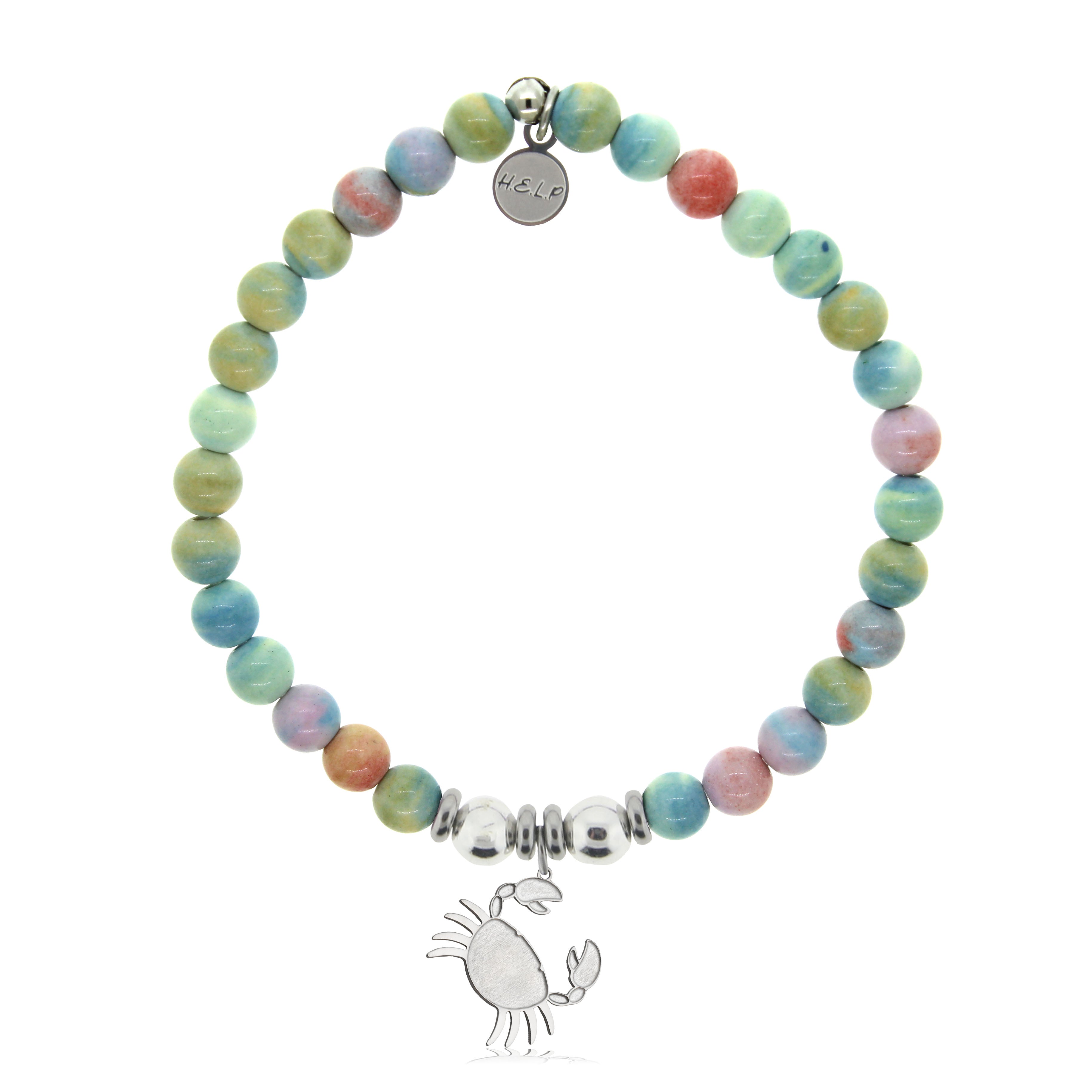 HELP by TJ Crab Charm with Pastel Magnesite Charity Bracelet