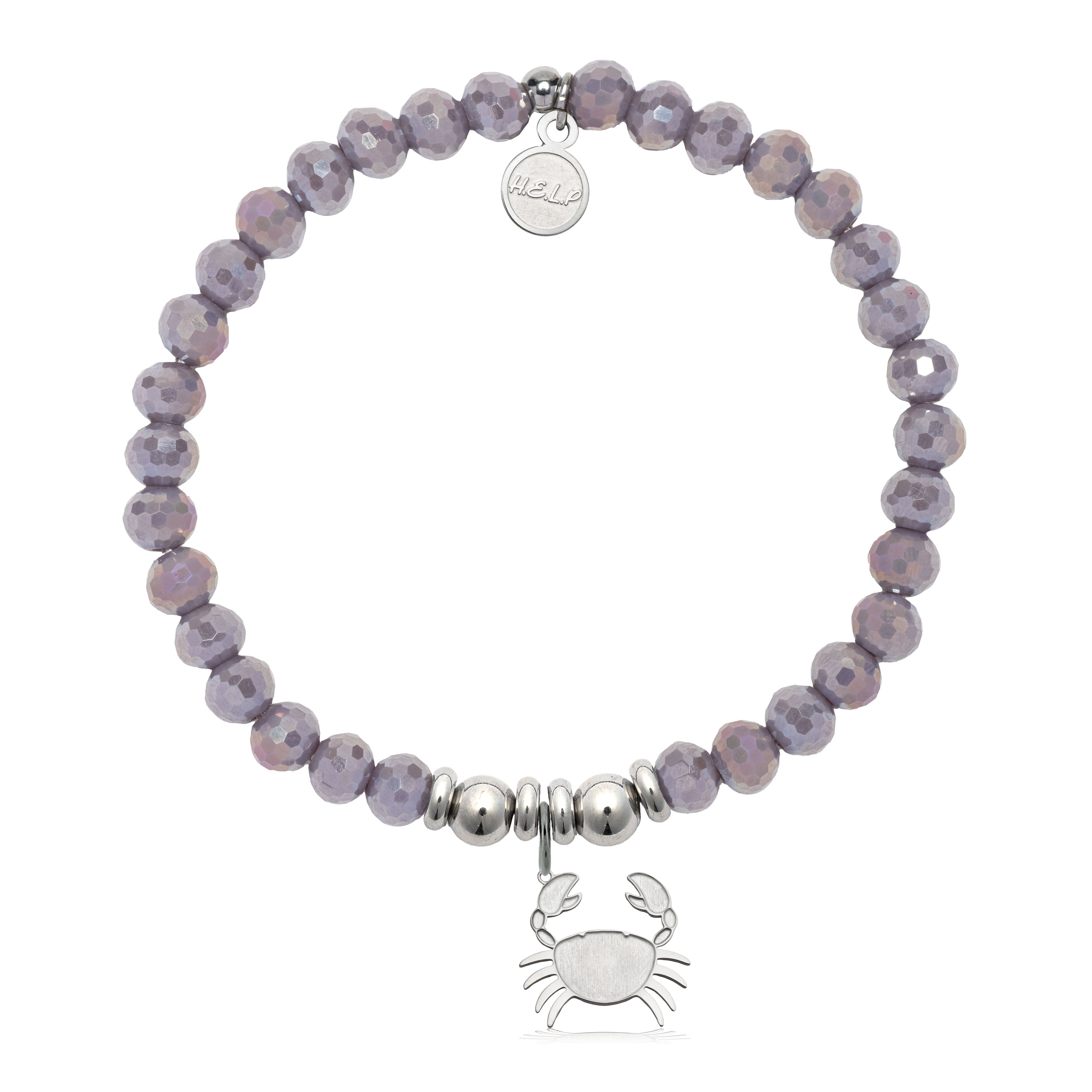 HELP by TJ Crab Charm with Purple Crystal Charity Bracelet