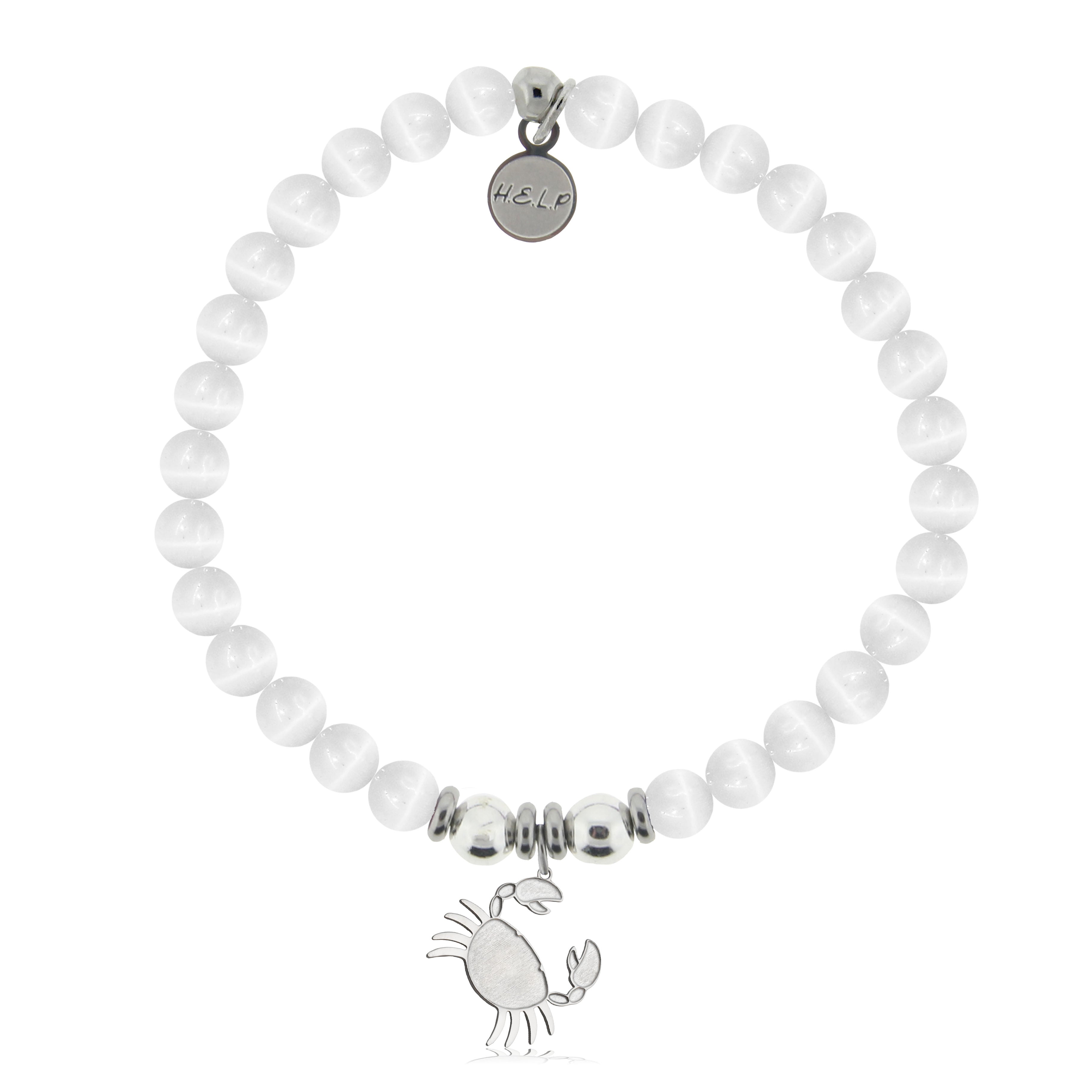 HELP by TJ Crab Charm with White Cats Eye Charity Bracelet