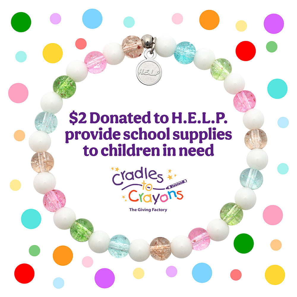 HELP by TJ Cradles to Crayons Charity Bracelet: Kaleidoscope Crystal & White Jade Stacker