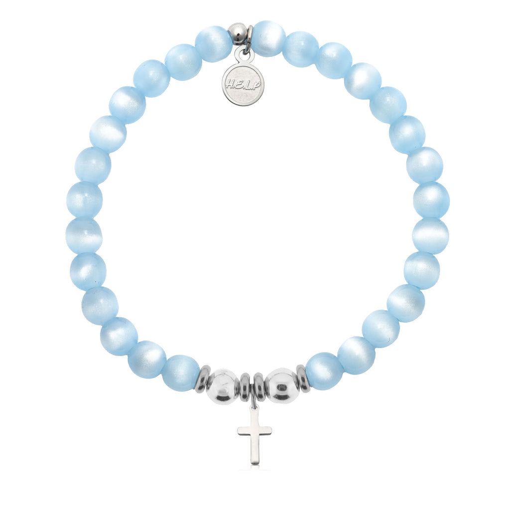 HELP by TJ Cross Charm with Blue Selenite Charity Bracelet