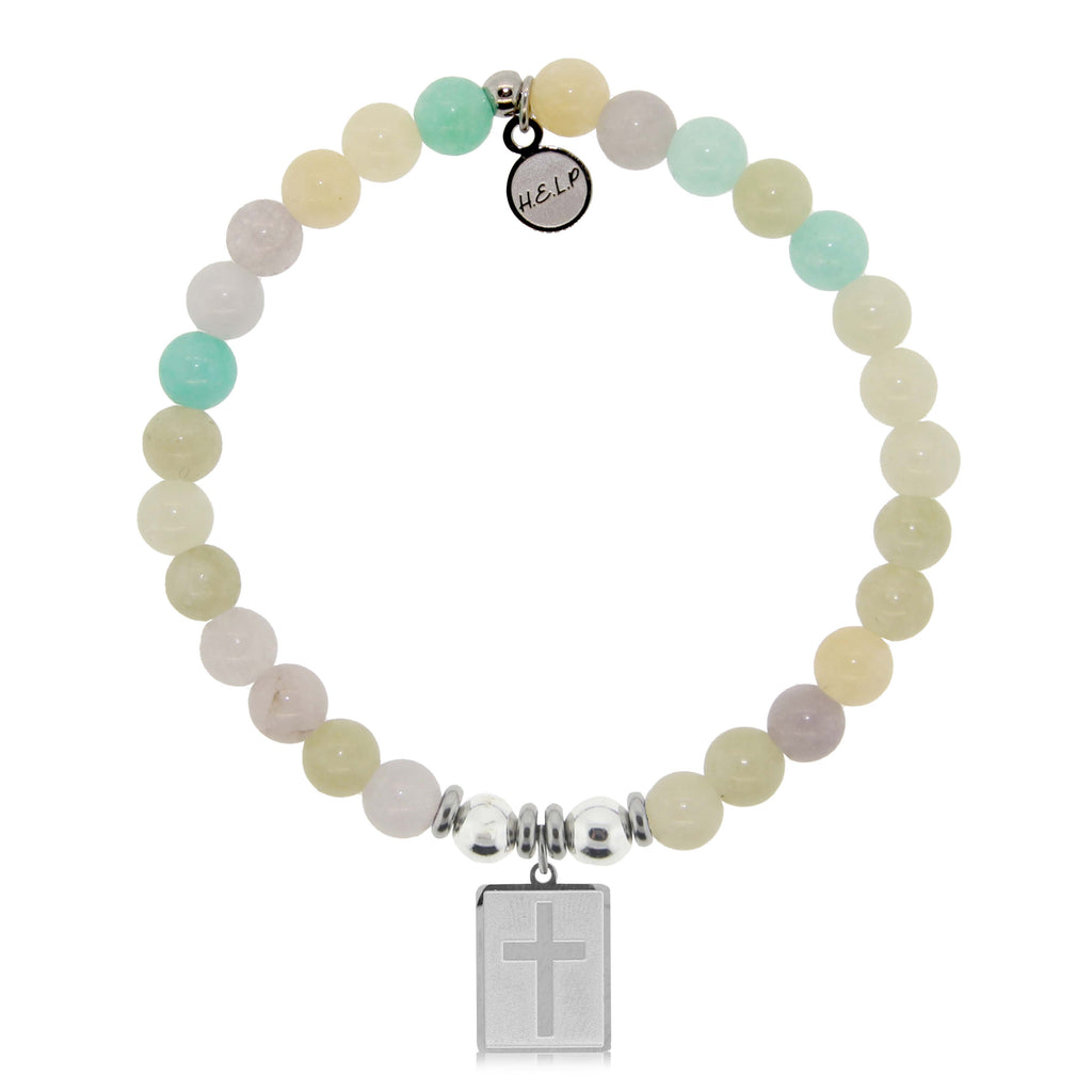 HELP by TJ Cross Charm with Green Yellow Jade Charity Bracelet