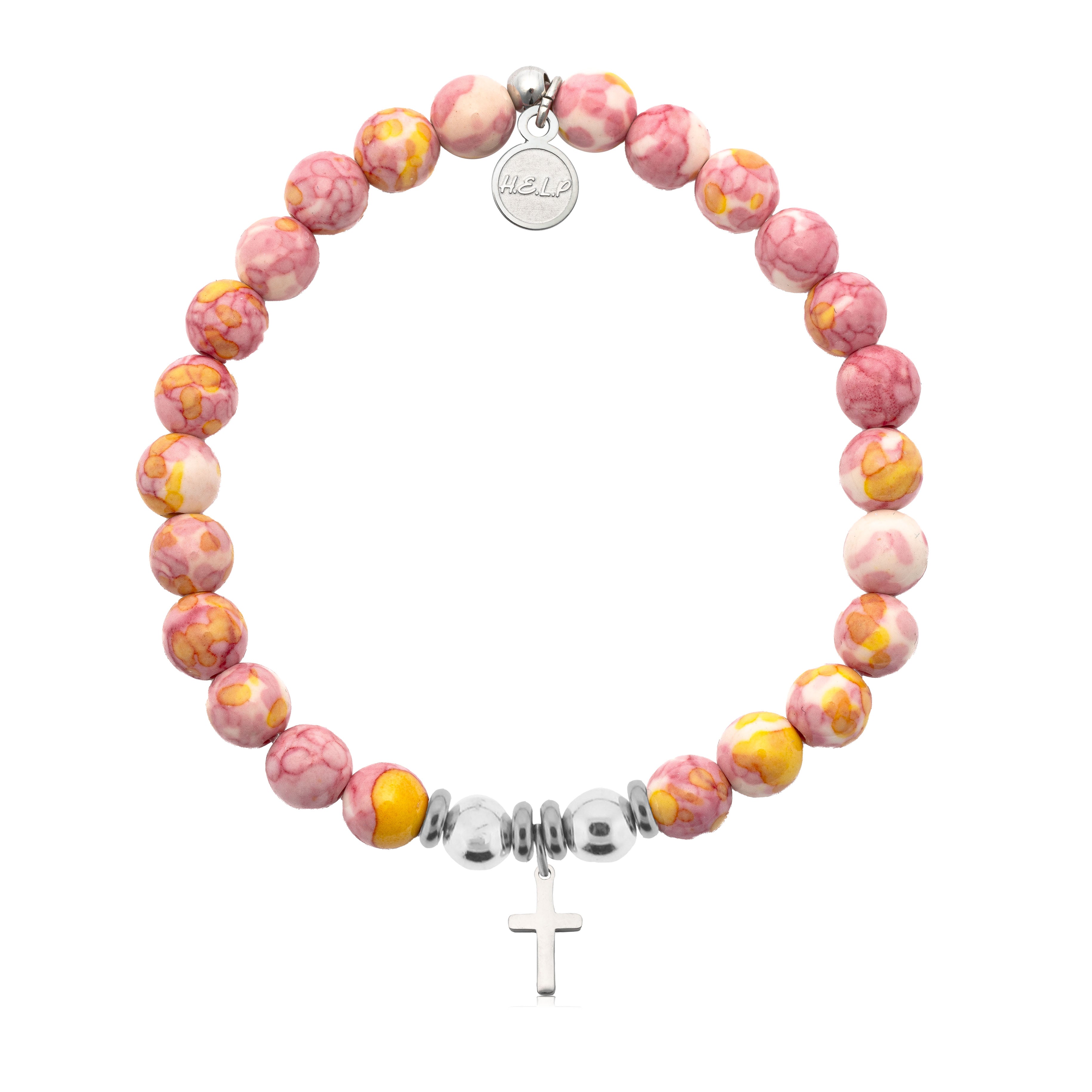 HELP by TJ Cross Charm with Lemonade Jade Charity Bracelet