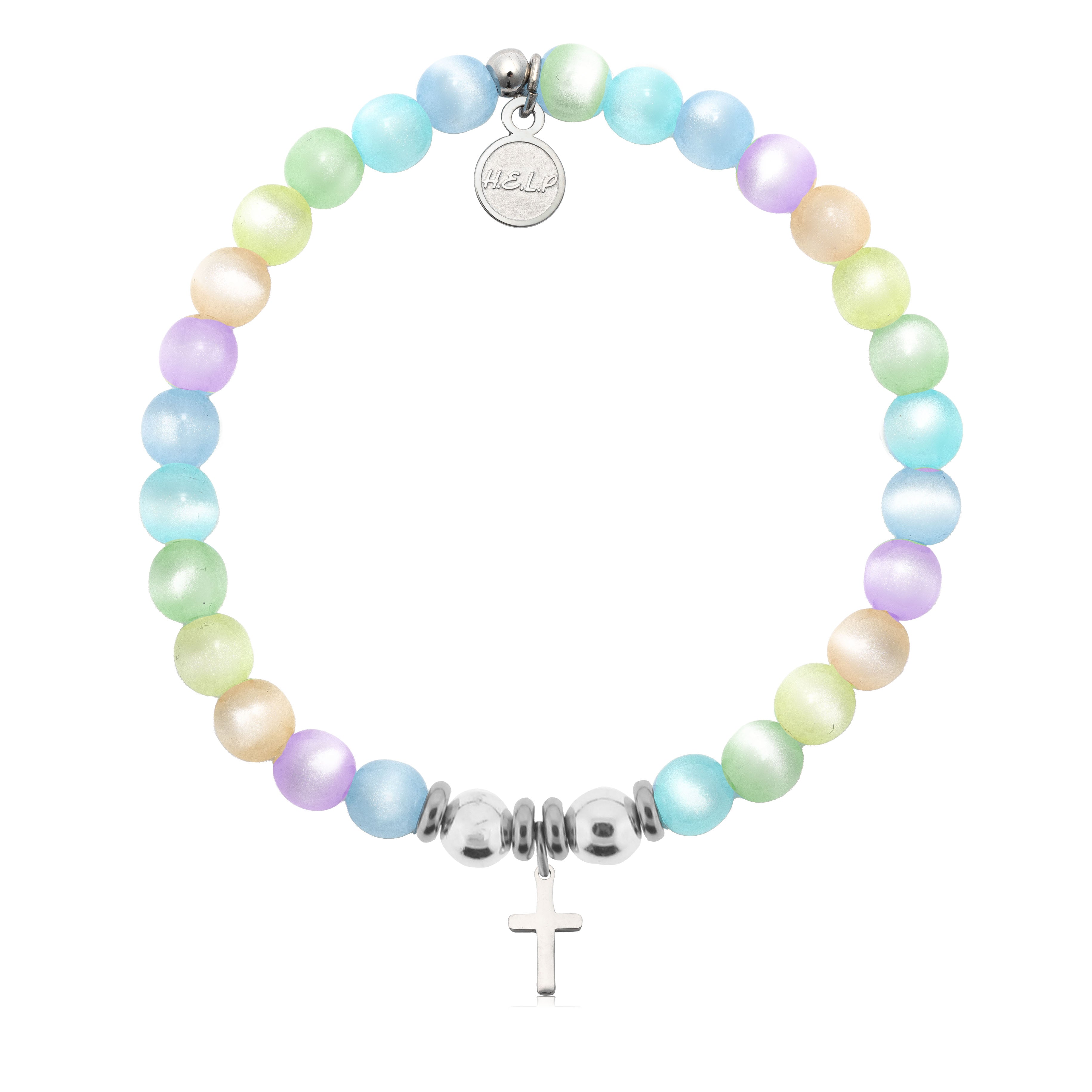 HELP by TJ Cross Charm with Multi Selenite Charity Bracelet