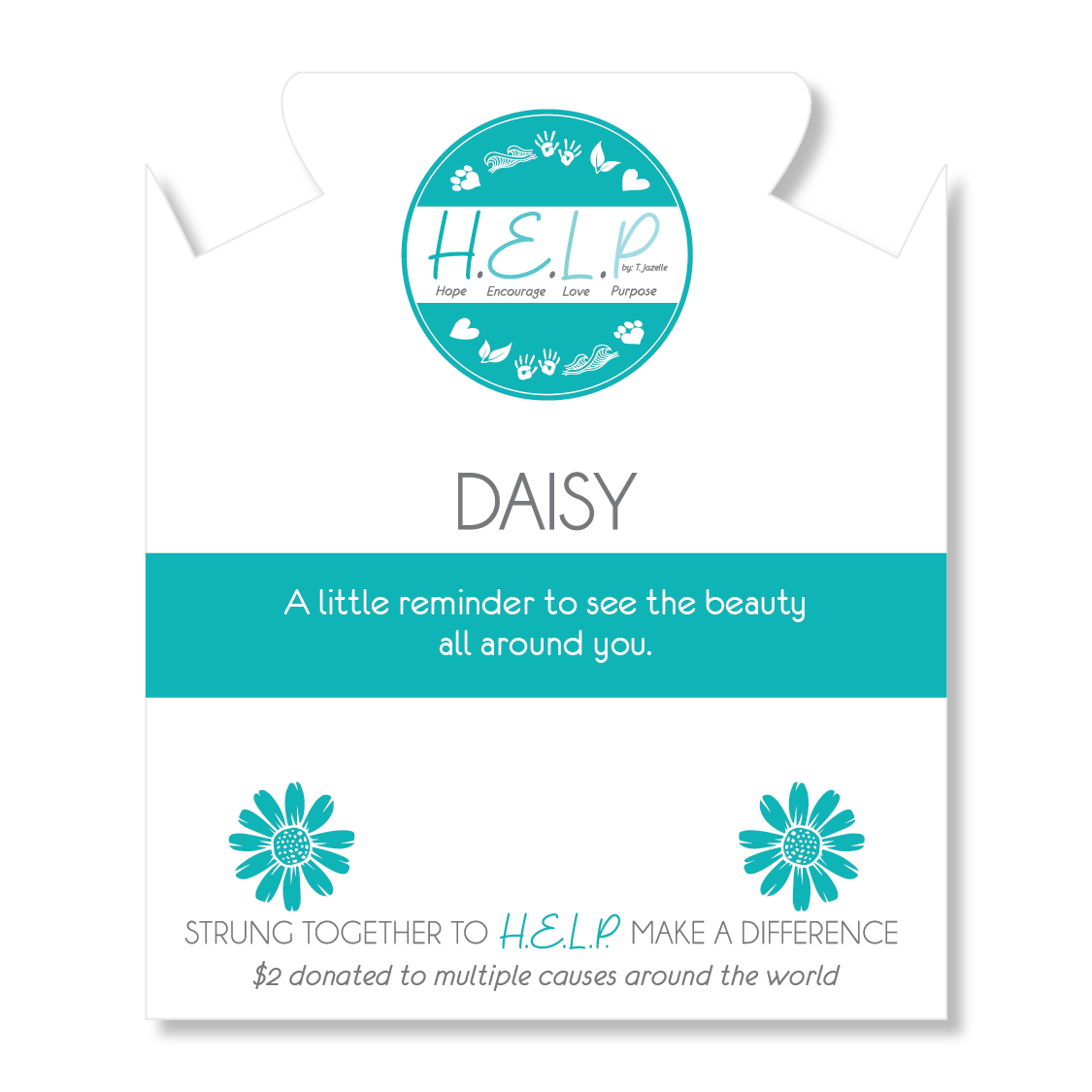 HELP by TJ Daisy Charm with Blue Opal Jade Charity Bracelet