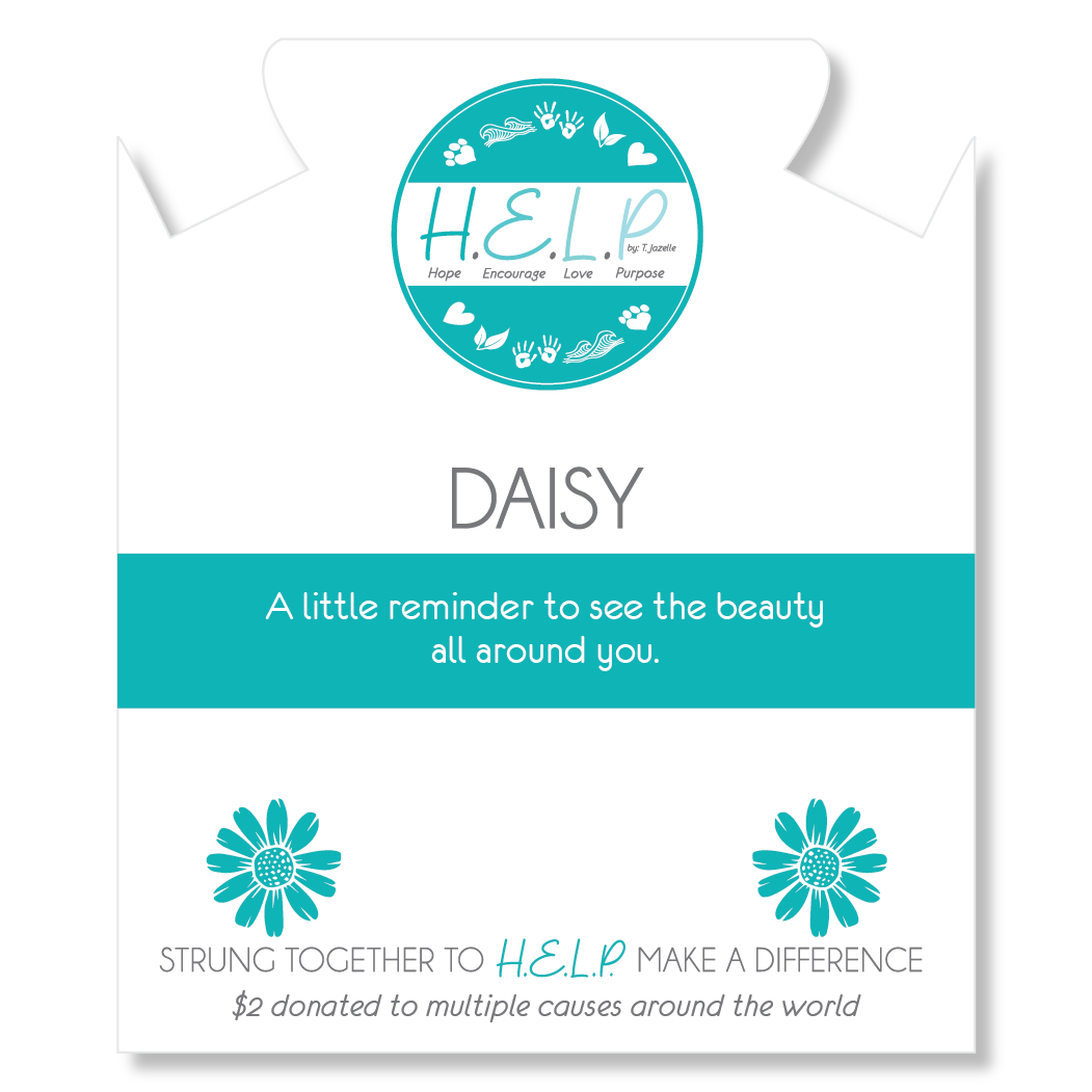 HELP by TJ Daisy Charm with Blue Selenite Charity Bracelet