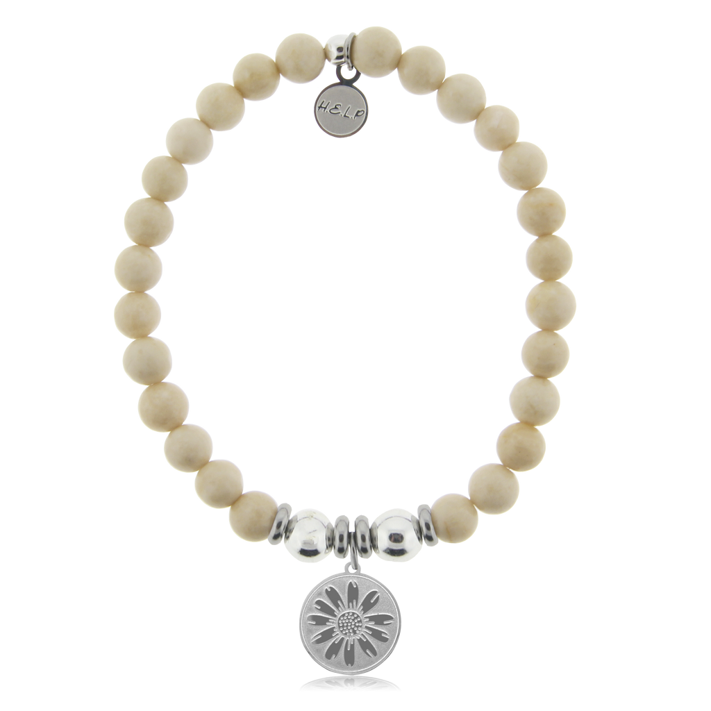 HELP by TJ Daisy Charm with Riverstone Beads Charity Bracelet