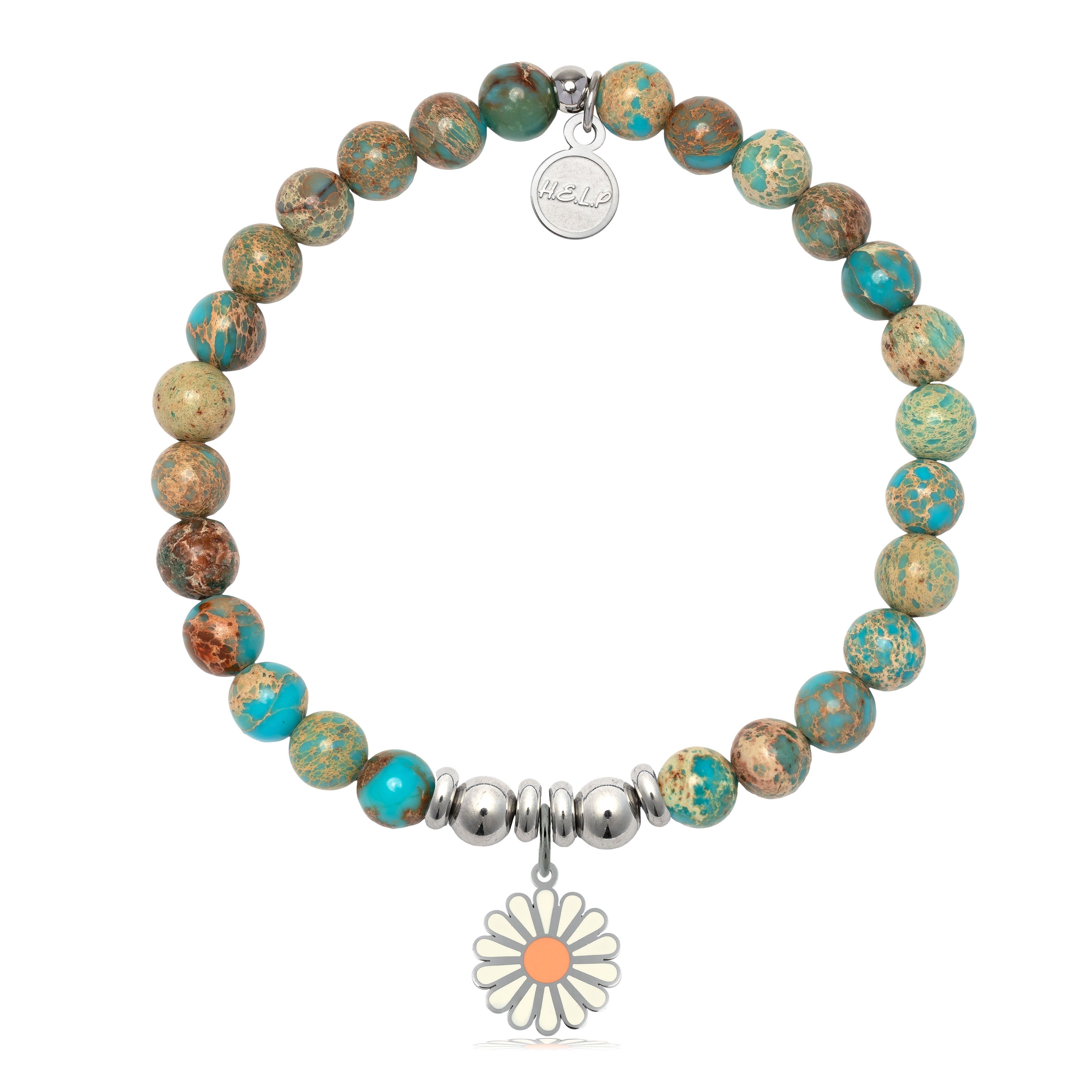 HELP by TJ Daisy Charm with Turquoise Jasper Charity Bracelet