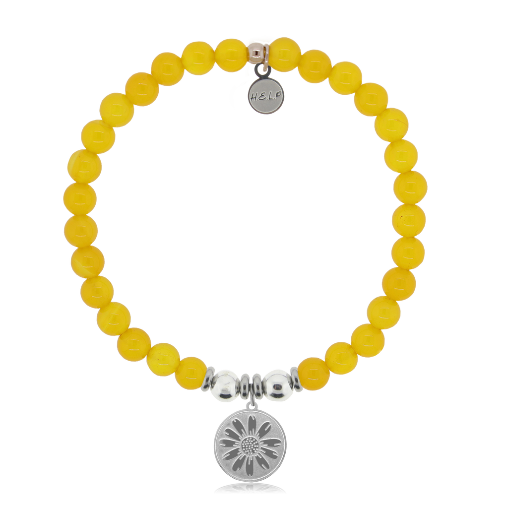 HELP by TJ Daisy Charm with Yellow Agate Charity Bracelet