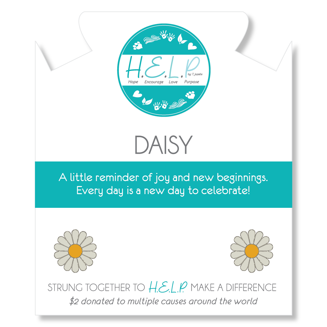 HELP by TJ Daisy Enamel Charm with Baby Blue Quartz Charity Bracelet