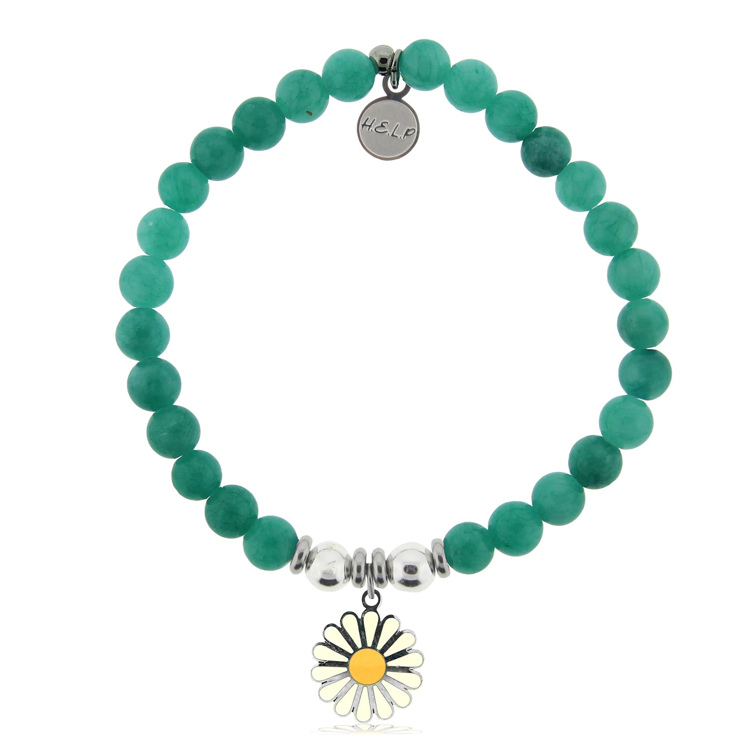 HELP by TJ Daisy Enamel Charm with Caribbean Jade Charity Bracelet