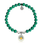 HELP by TJ Daisy Enamel Charm with Green Howlite Charity Bracelet