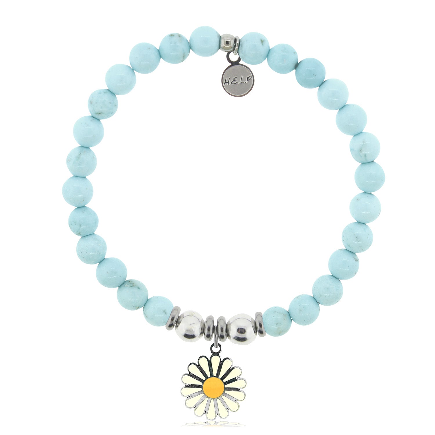 HELP by TJ Daisy Enamel Charm with Larimar Magnesite Charity Bracelet