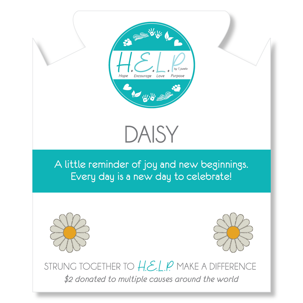 HELP by TJ Daisy Enamel Charm with Mountain Blue Jade Charity Bracelet