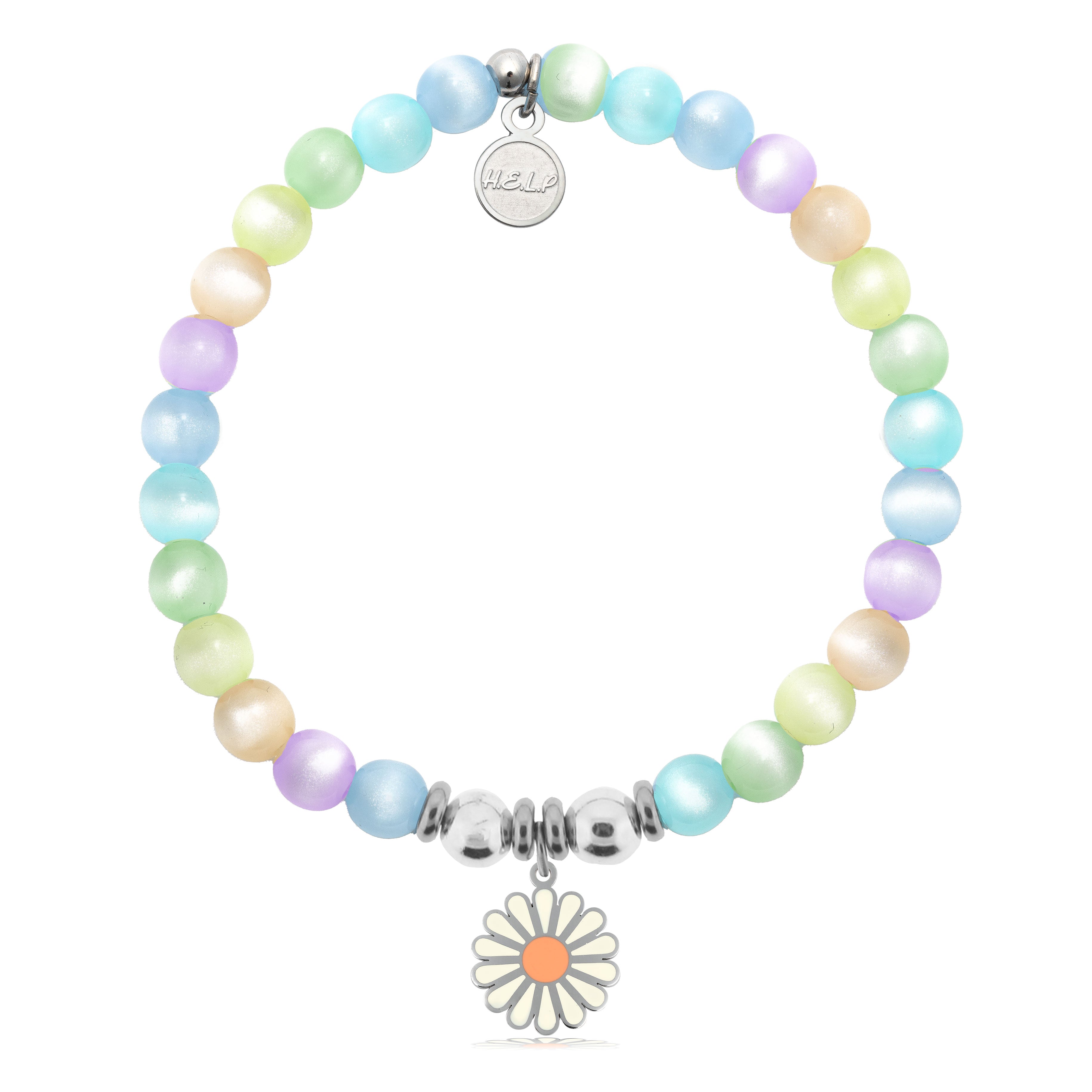 HELP by TJ Daisy Enamel Charm with Multi Selenite Charity Bracelet